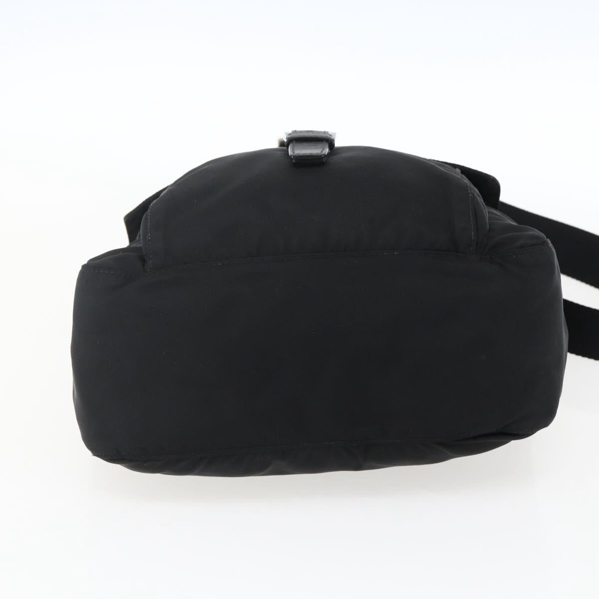 PRADA Shoulder Bag Nylon Black Silver Auth 166748