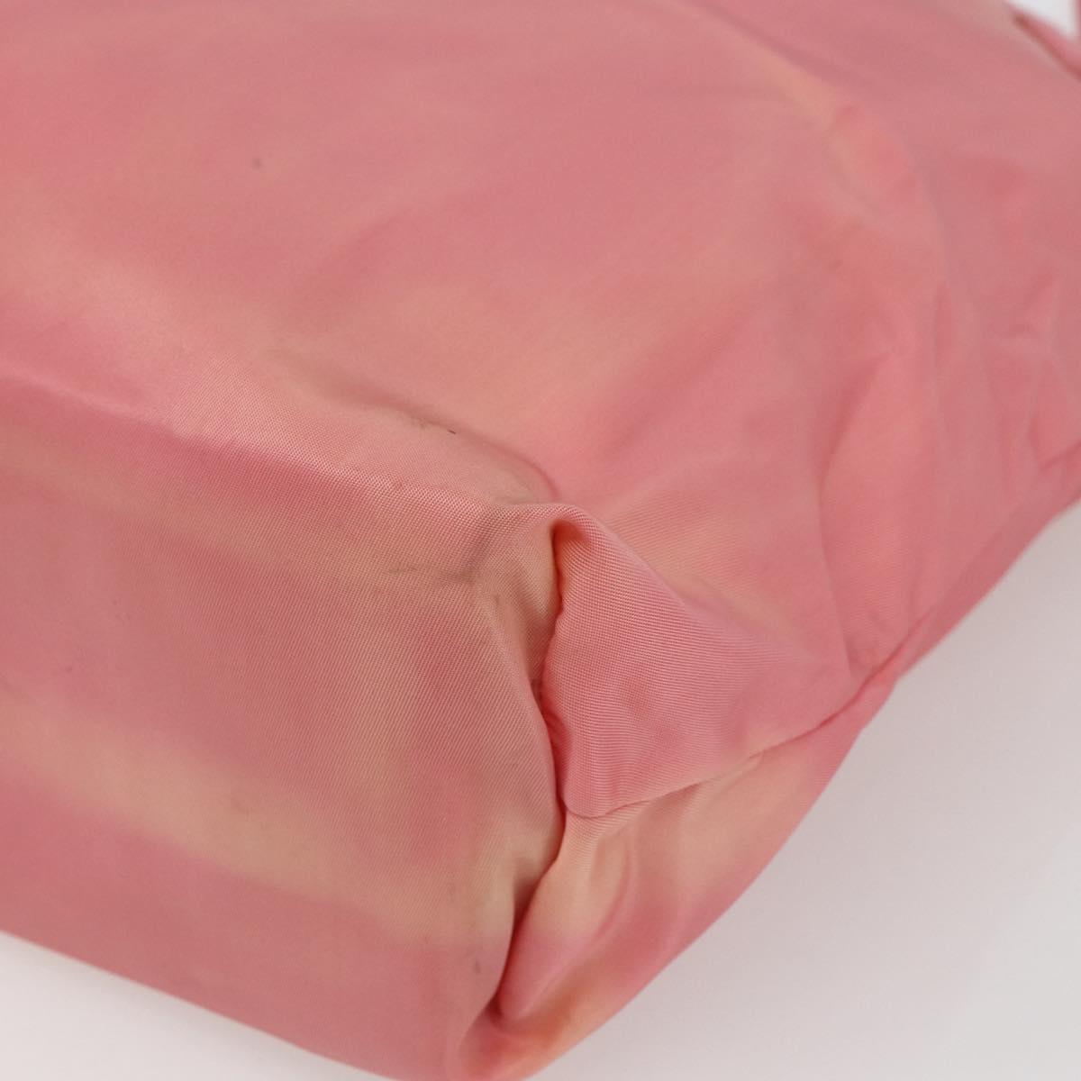 PRADA Tote Bag Nylon Pink Silver Auth 166750