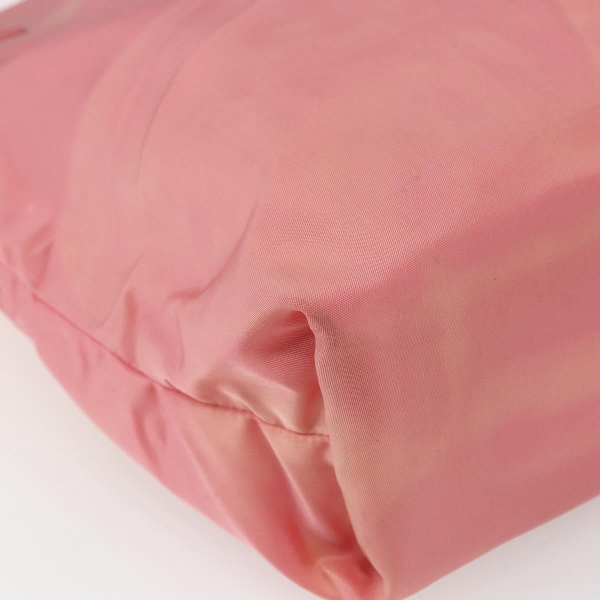 PRADA Tote Bag Nylon Pink Silver Auth 166750