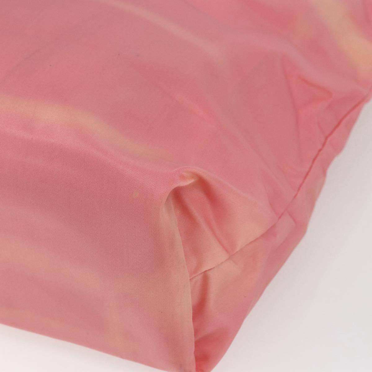 PRADA Tote Bag Nylon Pink Silver Auth 166750