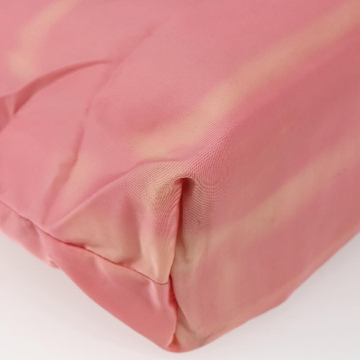 PRADA Tote Bag Nylon Pink Silver Auth 166750