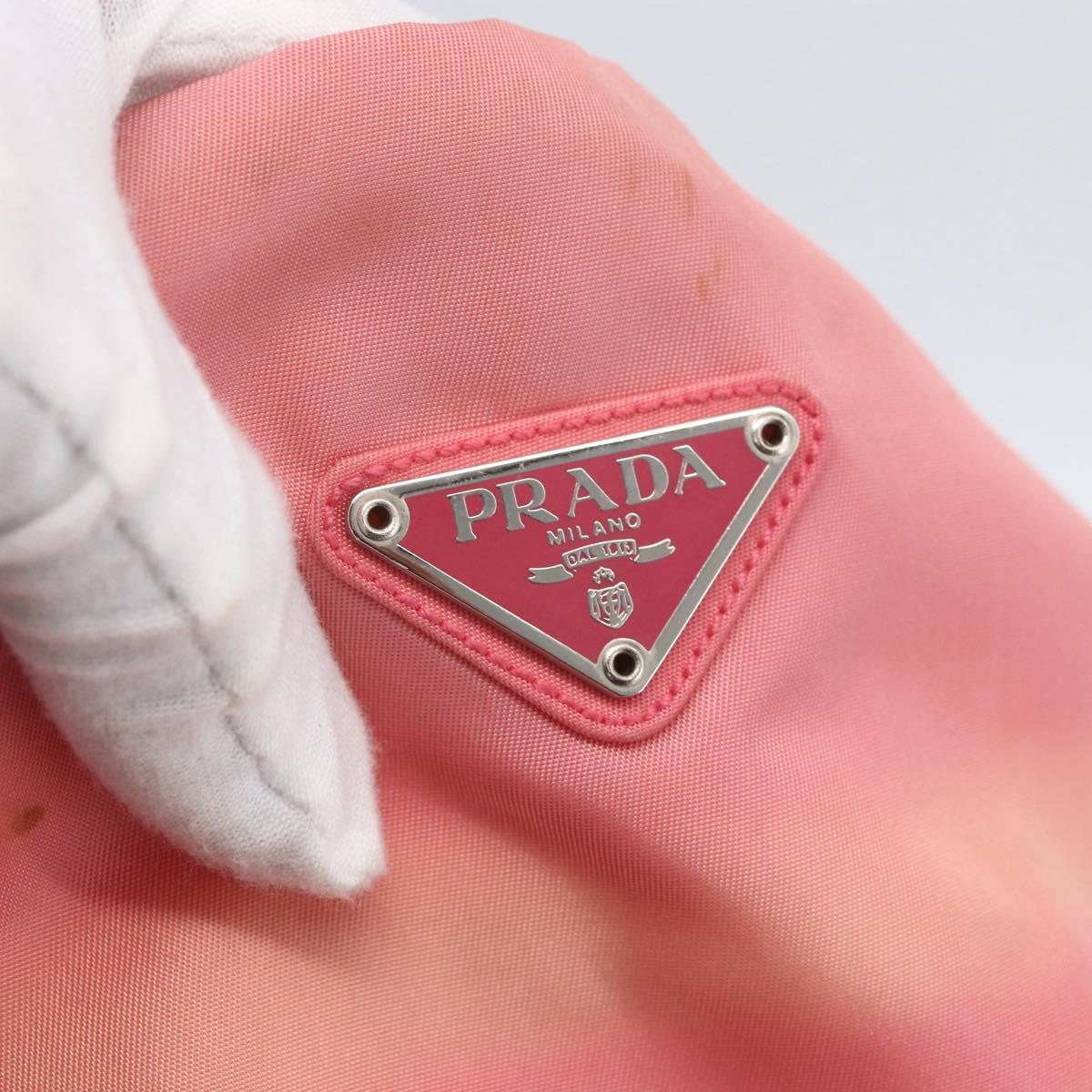 PRADA Tote Bag Nylon Pink Silver Auth 166750
