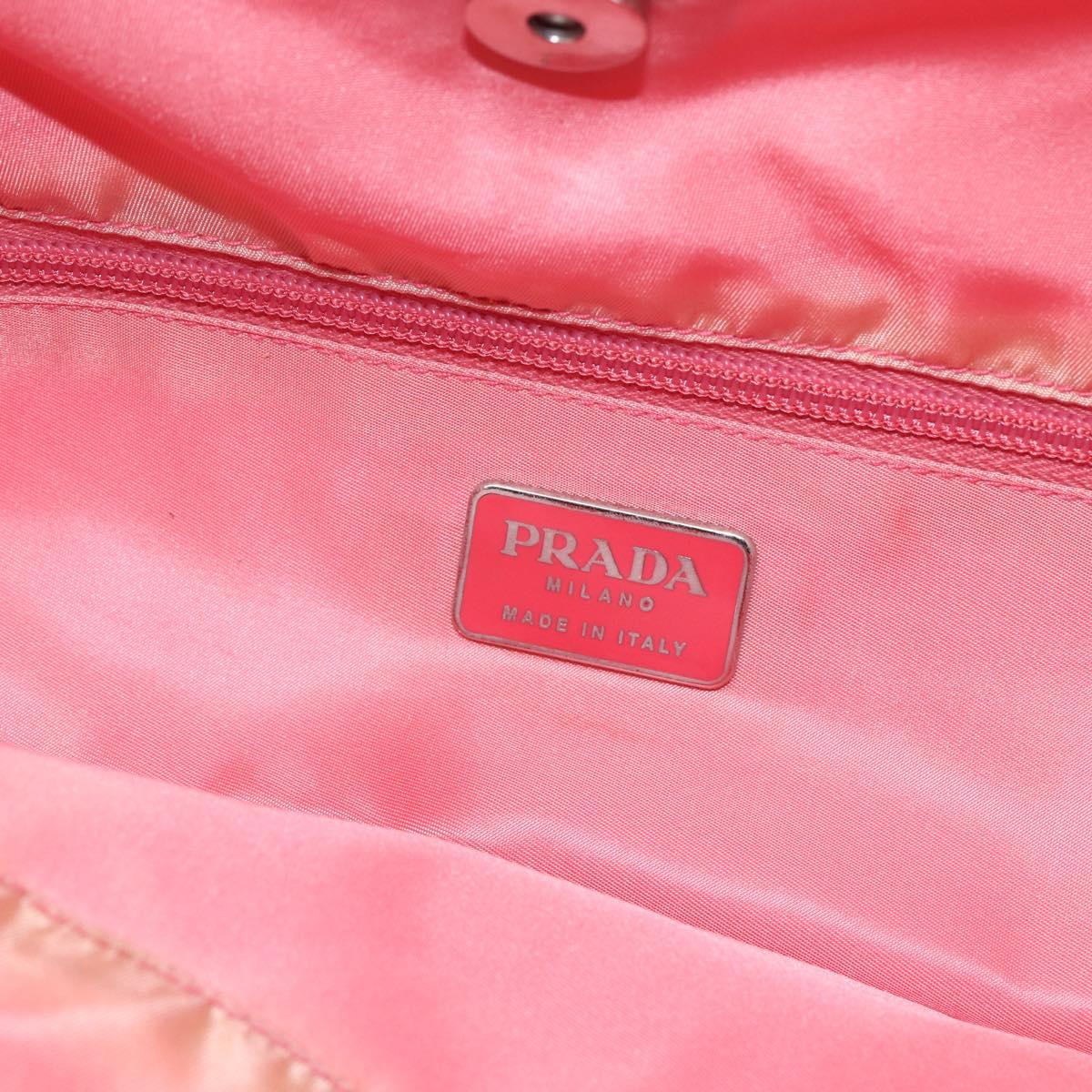 PRADA Tote Bag Nylon Pink Silver Auth 166750
