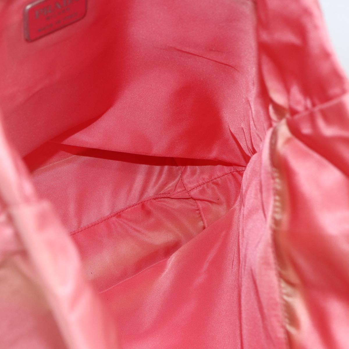 PRADA Tote Bag Nylon Pink Silver Auth 166750