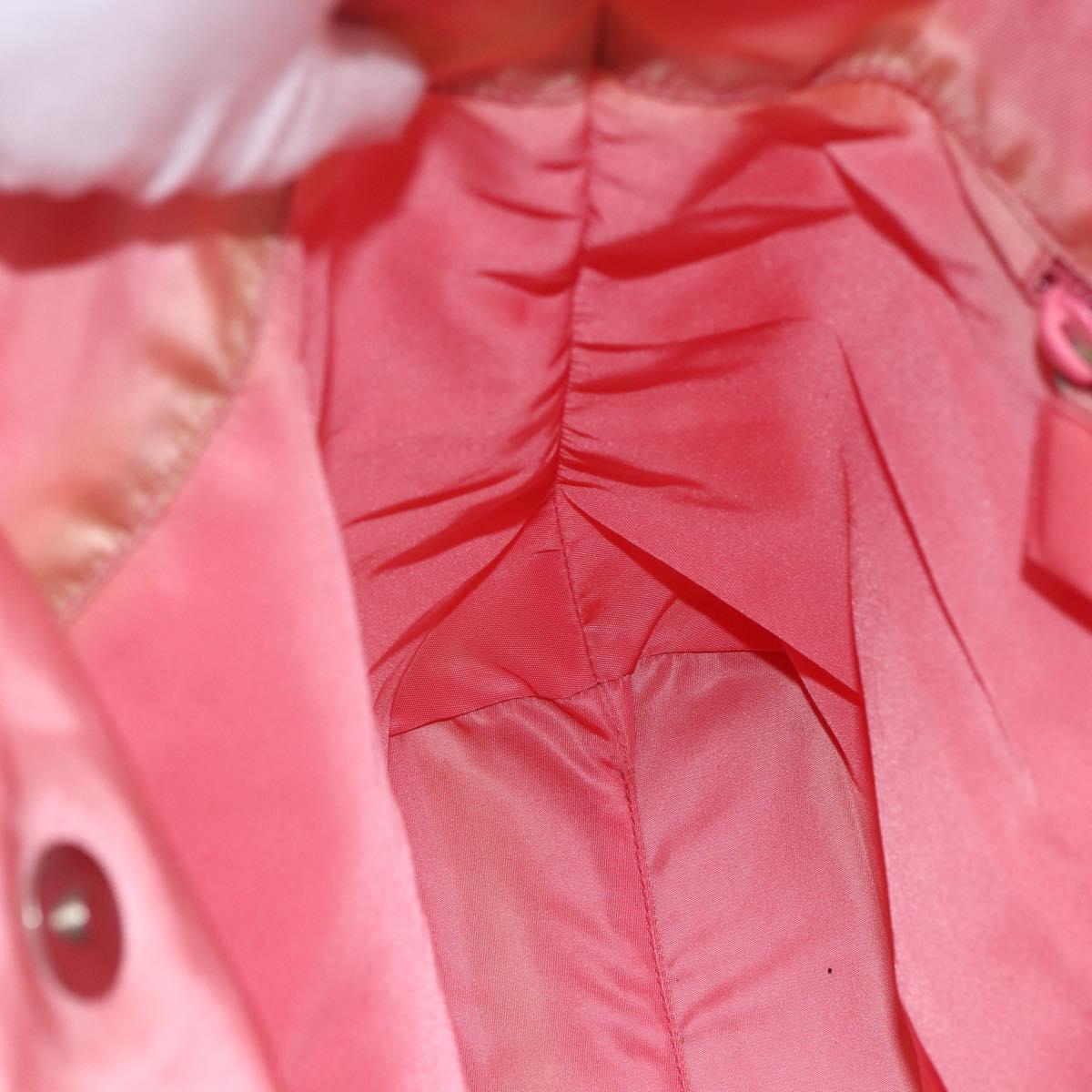 PRADA Tote Bag Nylon Pink Silver Auth 166750