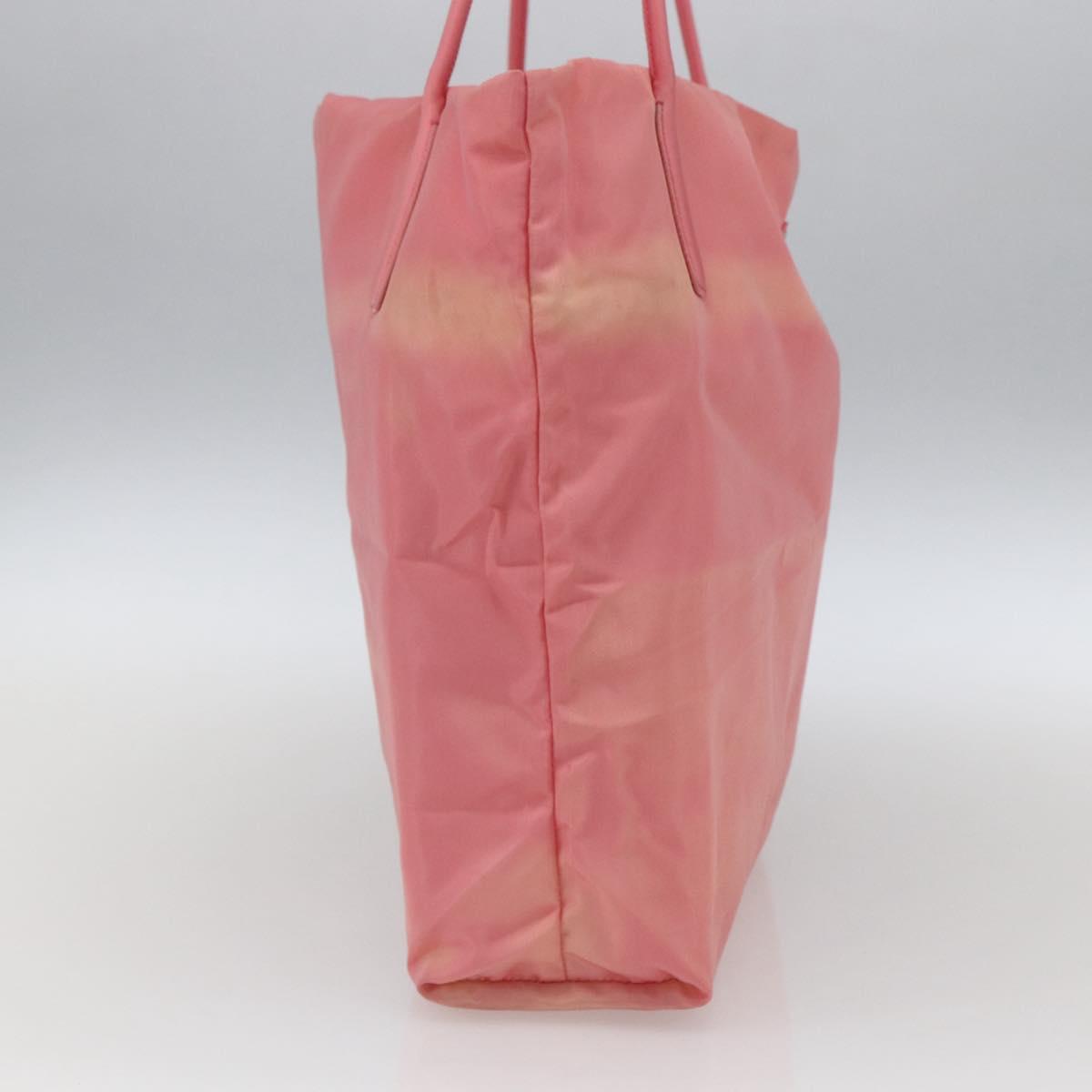 PRADA Tote Bag Nylon Pink Silver Auth 166750