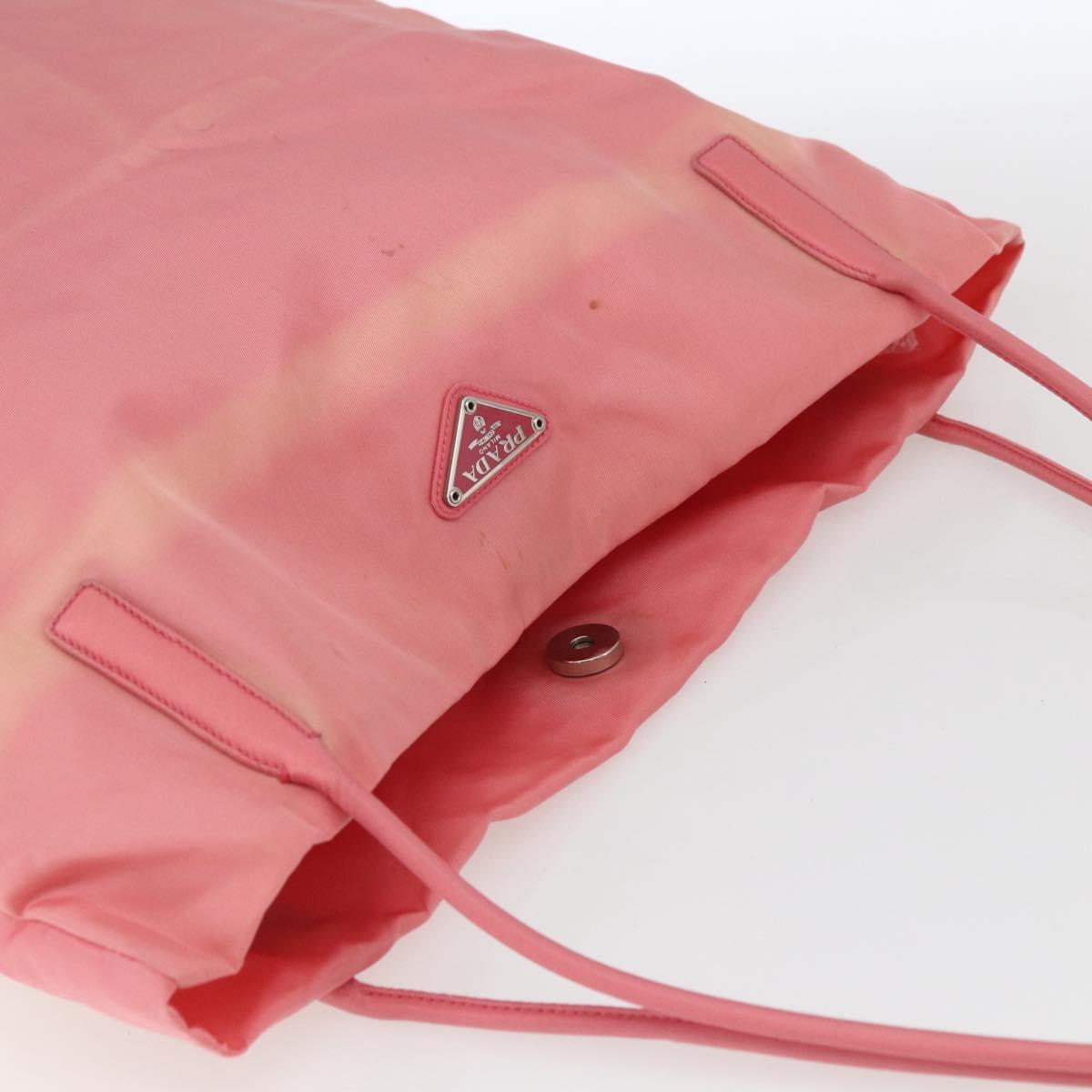 PRADA Tote Bag Nylon Pink Silver Auth 166750