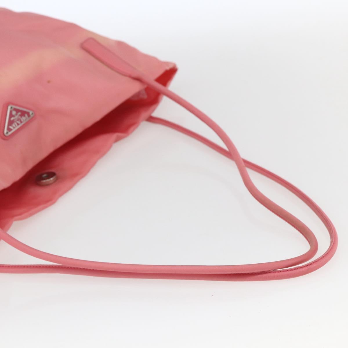 PRADA Tote Bag Nylon Pink Silver Auth 166750