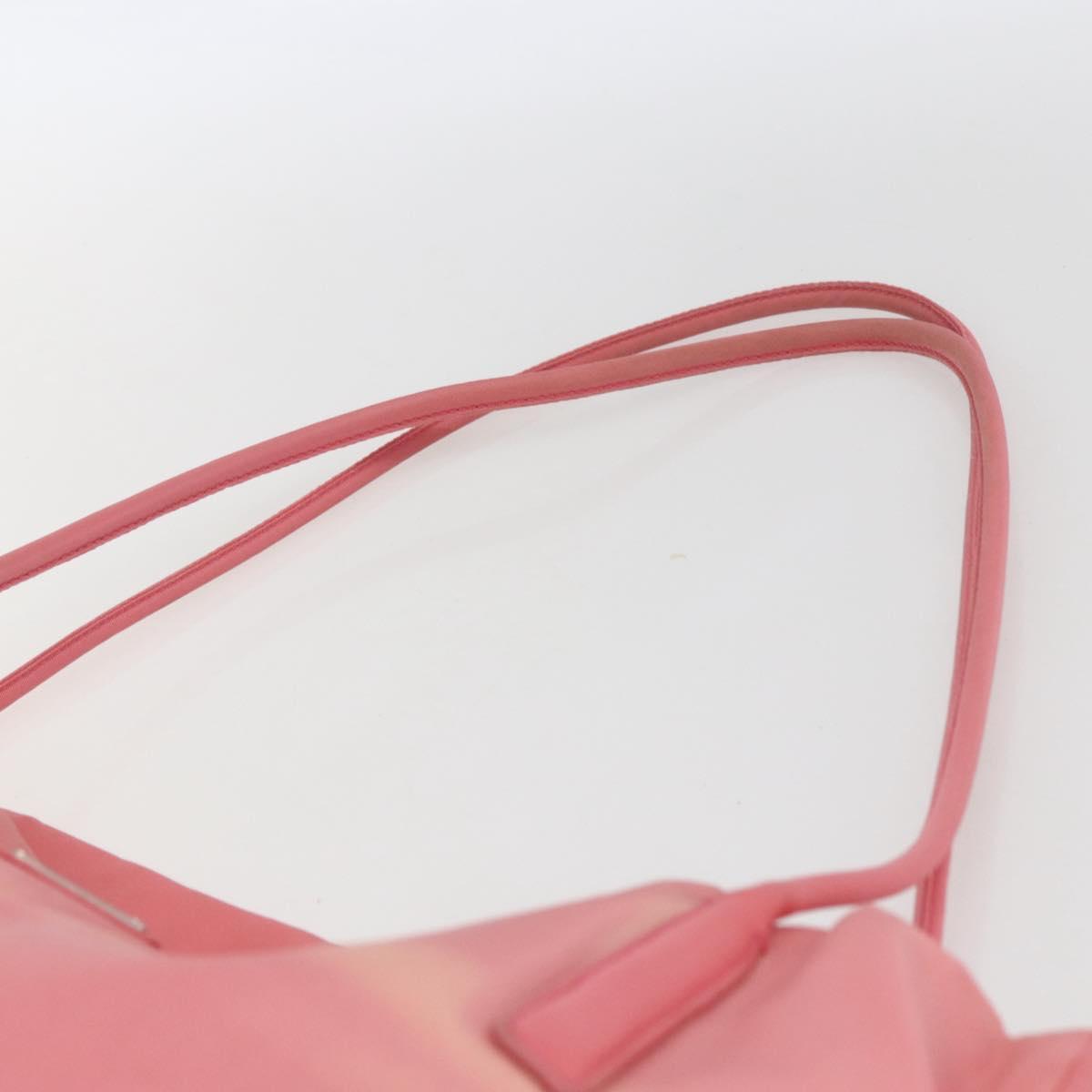 PRADA Tote Bag Nylon Pink Silver Auth 166750