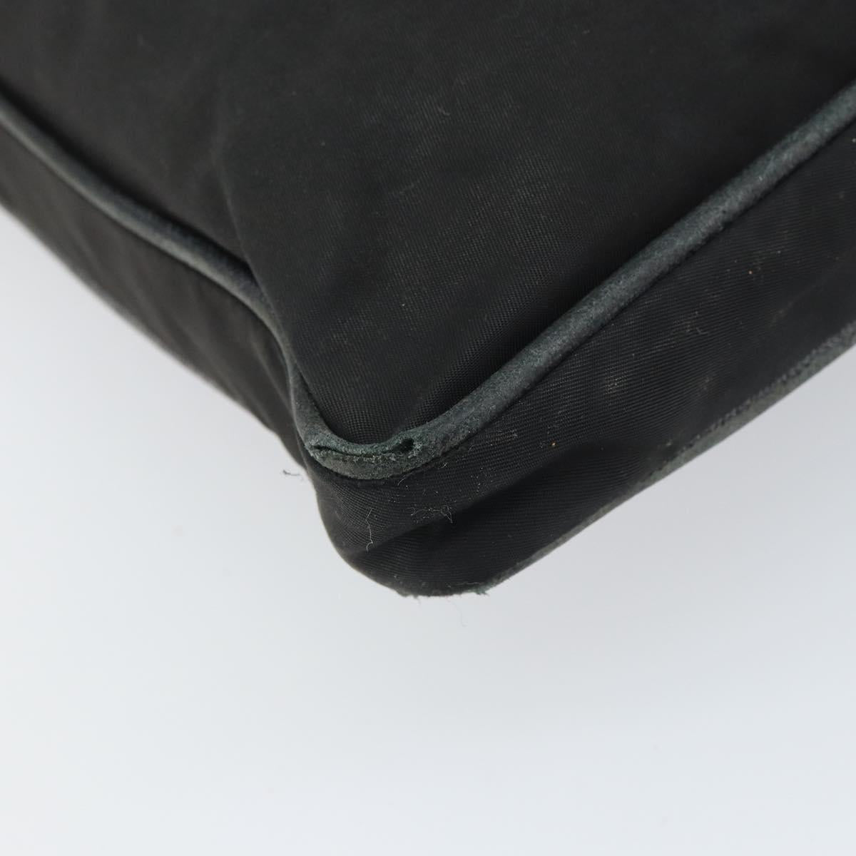 PRADA Shoulder Bag Nylon Black Silver Auth 166754
