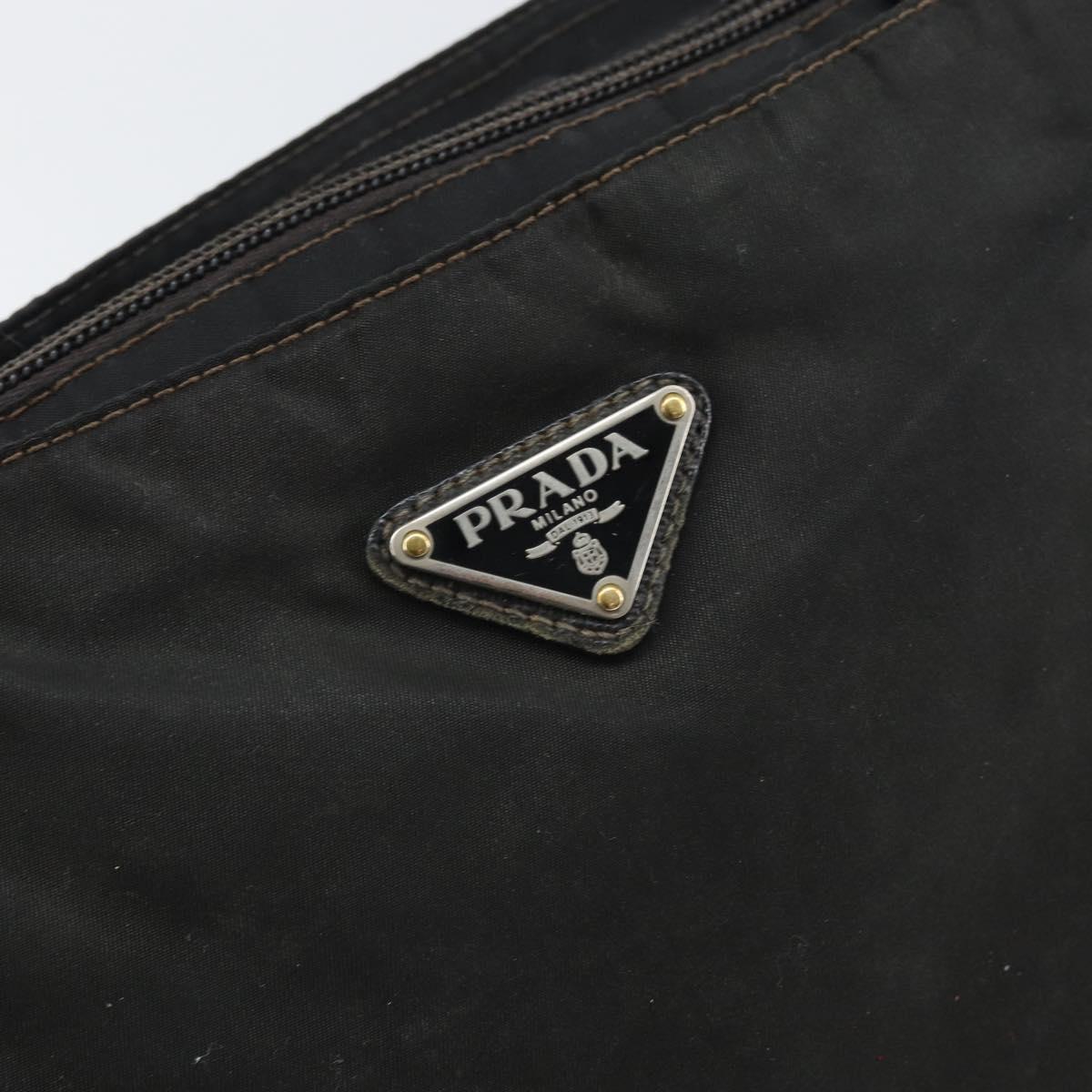 PRADA Shoulder Bag Nylon Black Silver Auth 166754