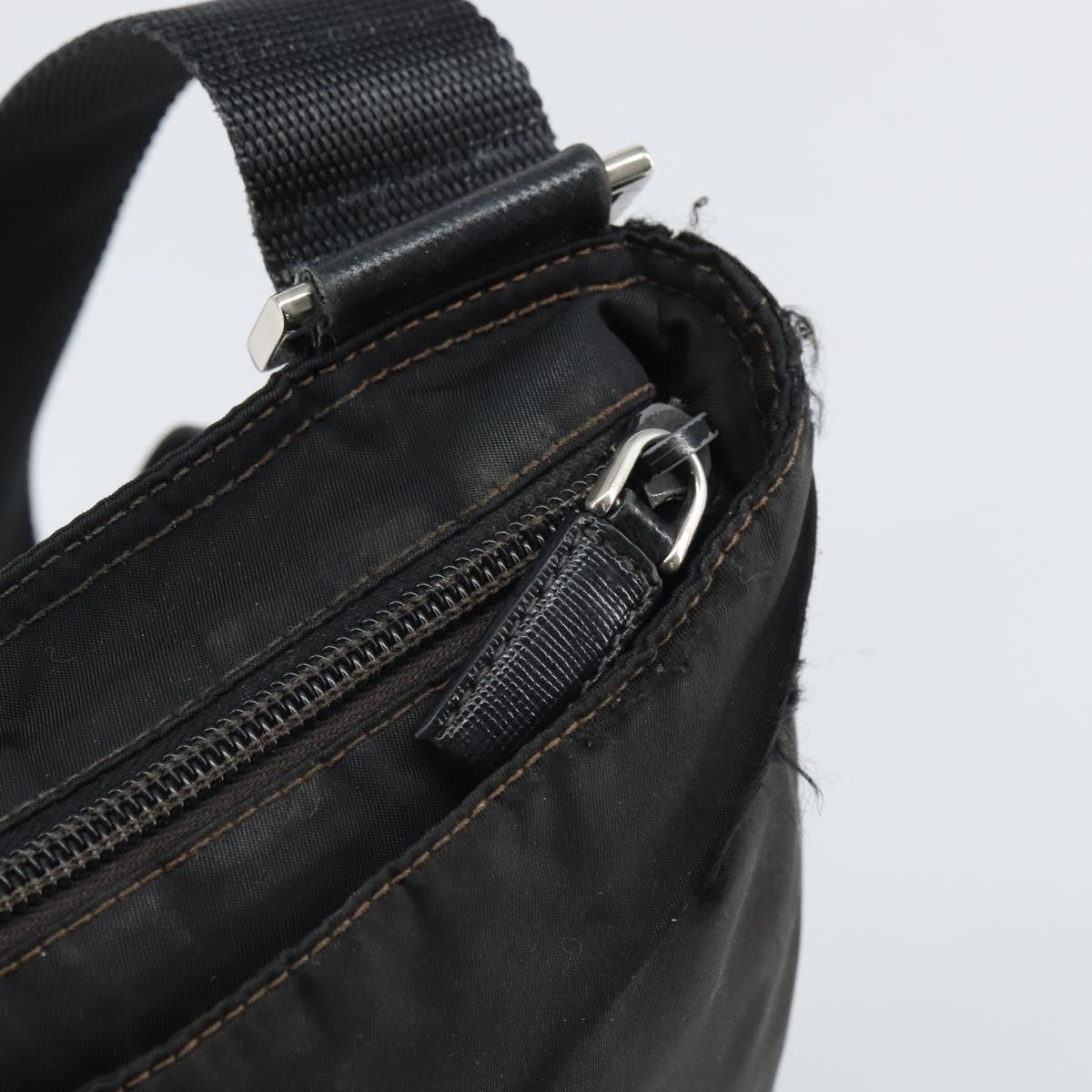 PRADA Shoulder Bag Nylon Black Silver Auth 166754