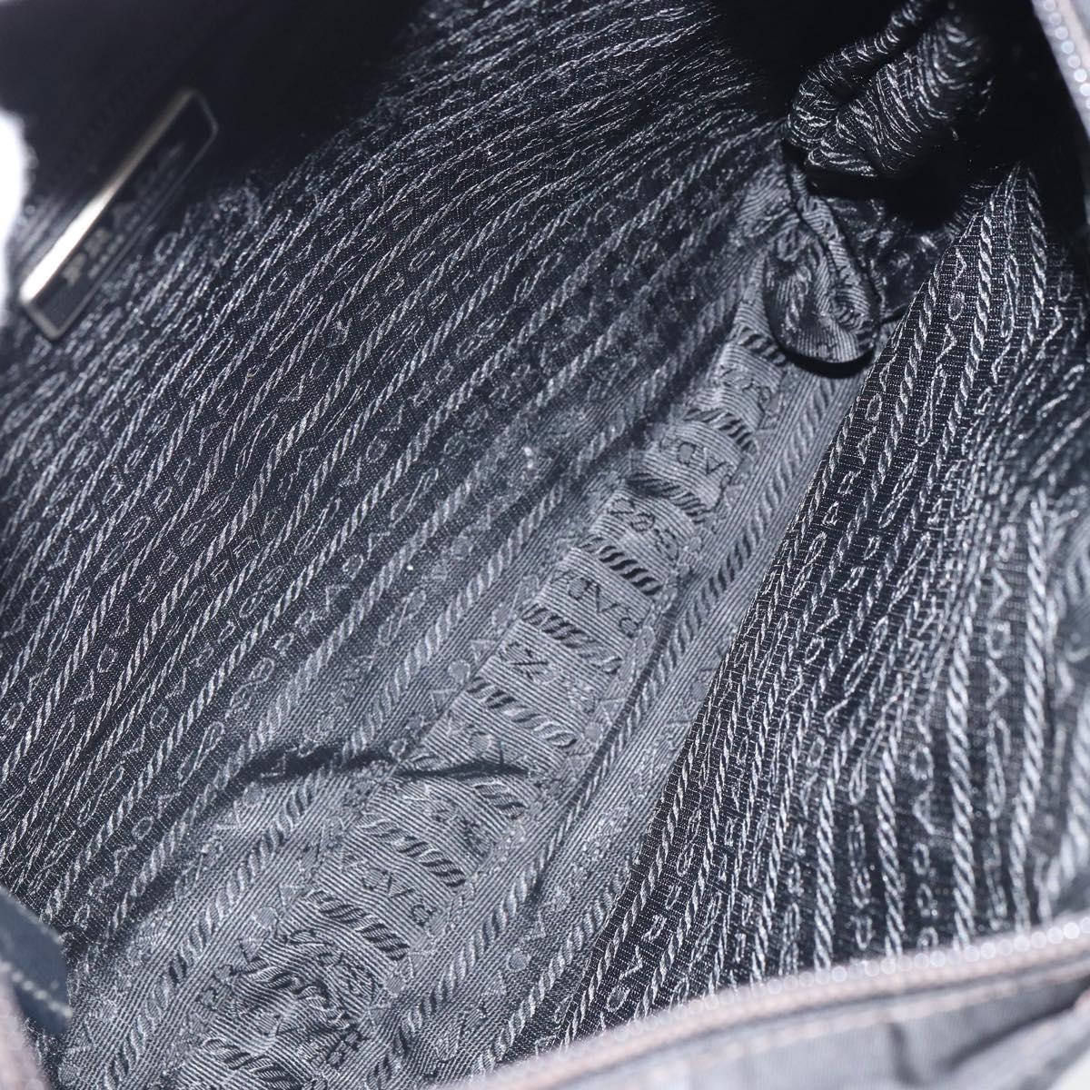 PRADA Shoulder Bag Nylon Black Silver Auth 166754