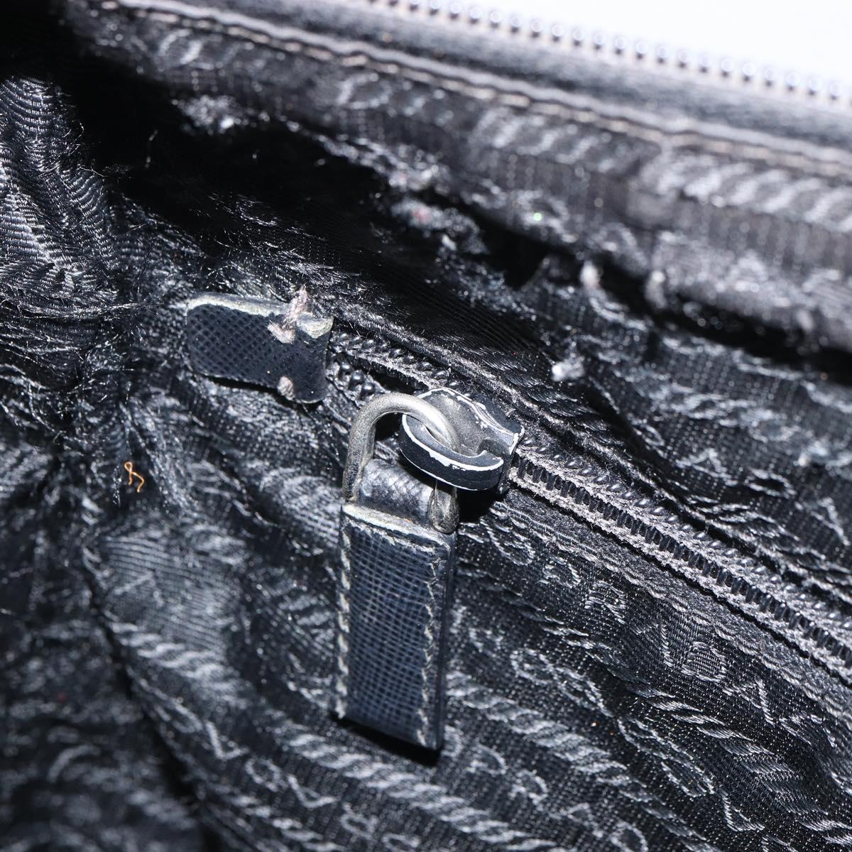 PRADA Shoulder Bag Nylon Black Silver Auth 166754