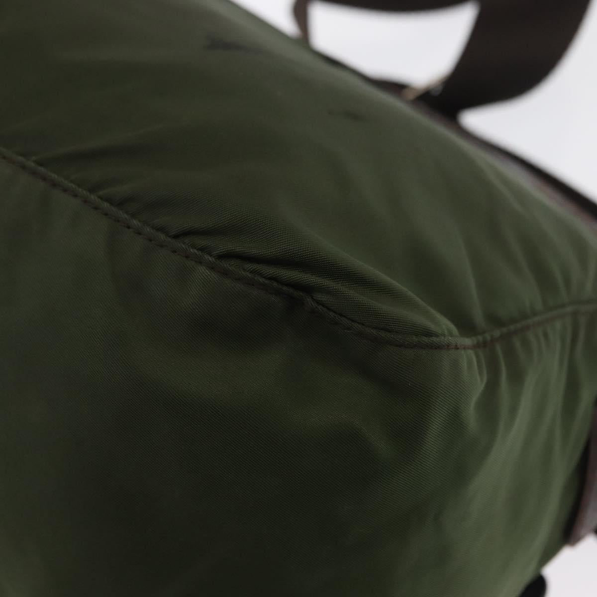 PRADA Shoulder Bag Nylon Khaki Silver Auth 166755