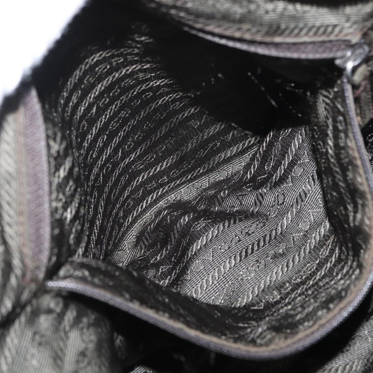 PRADA Shoulder Bag Nylon Khaki Silver Auth 166755