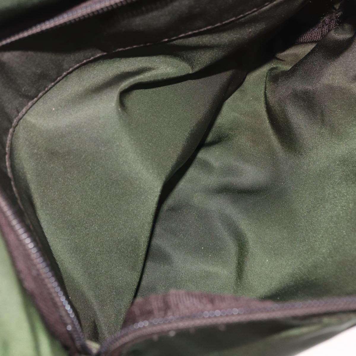 PRADA Shoulder Bag Nylon Khaki Silver Auth 166755