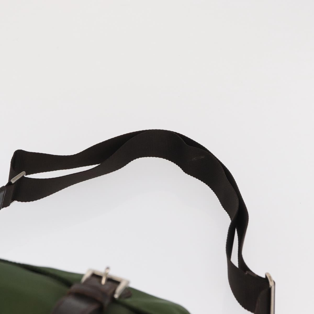 PRADA Shoulder Bag Nylon Khaki Silver Auth 166755