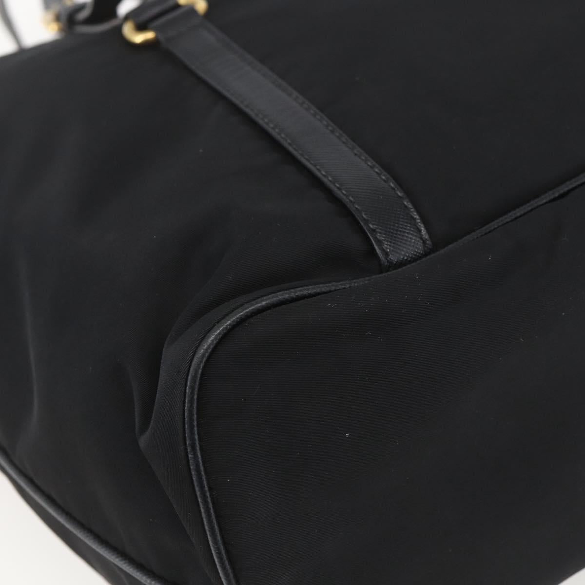 PRADA Tote Bag Nylon Black Gold Auth 166756
