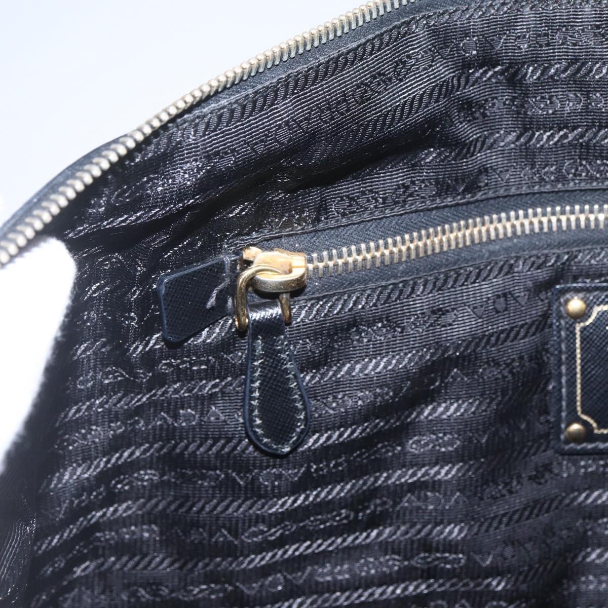 PRADA Tote Bag Nylon Black Gold Auth 166756