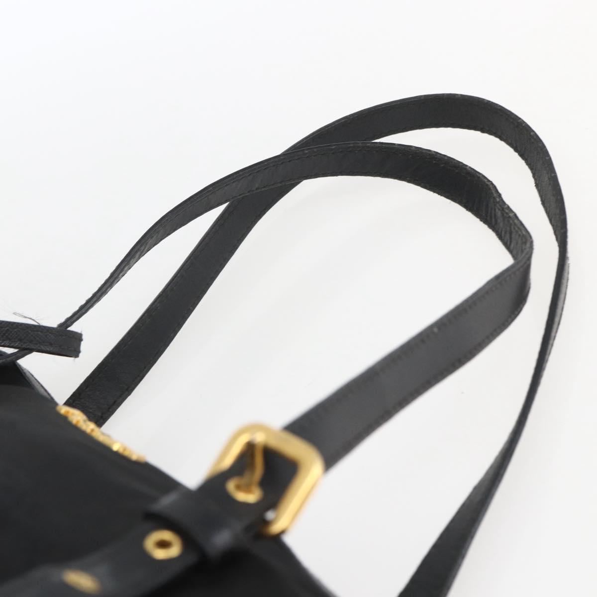 PRADA Tote Bag Nylon Black Gold Auth 166756