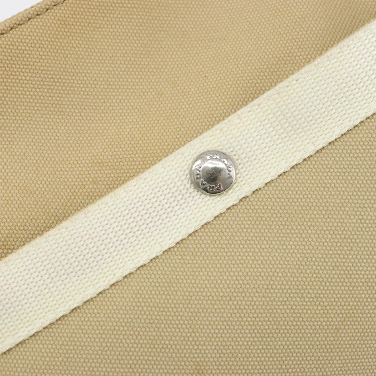 PRADA Sports Shoulder Bag Canvas Beige Silver Auth 166757