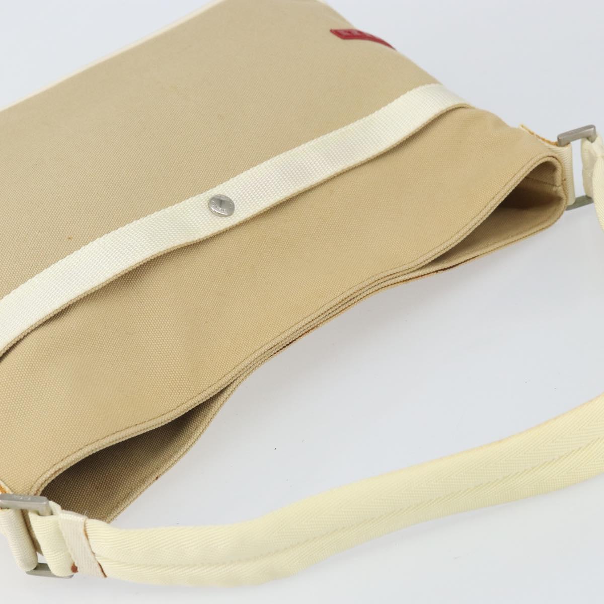 PRADA Sports Shoulder Bag Canvas Beige Silver Auth 166757