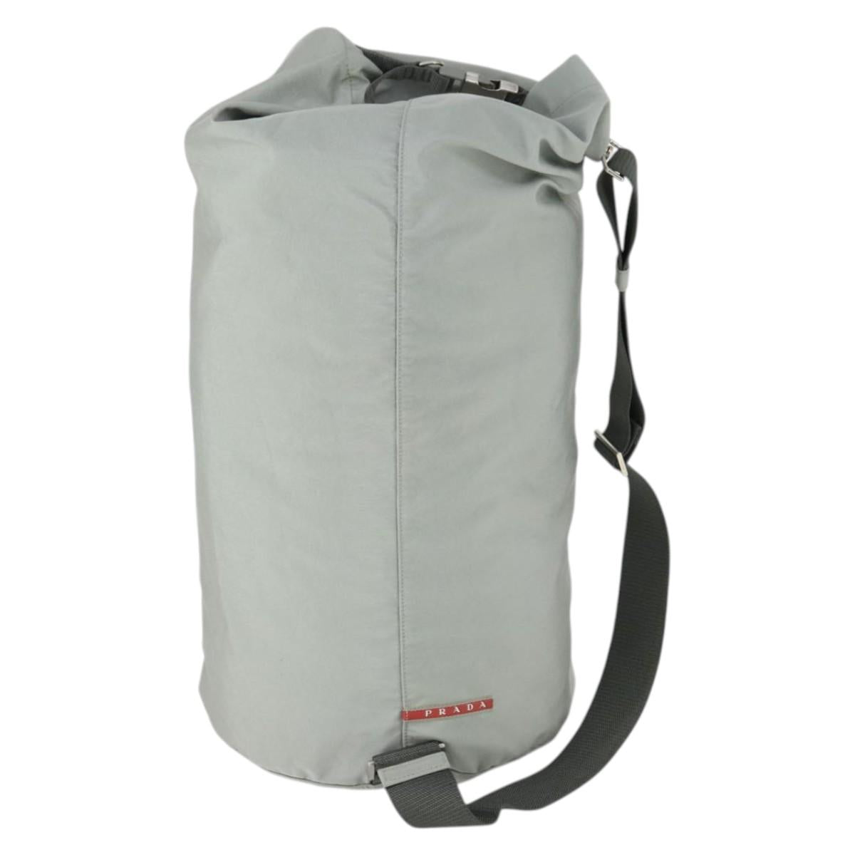 PRADA Sports Shoulder Bag Canvas Gray Silver Auth 166758