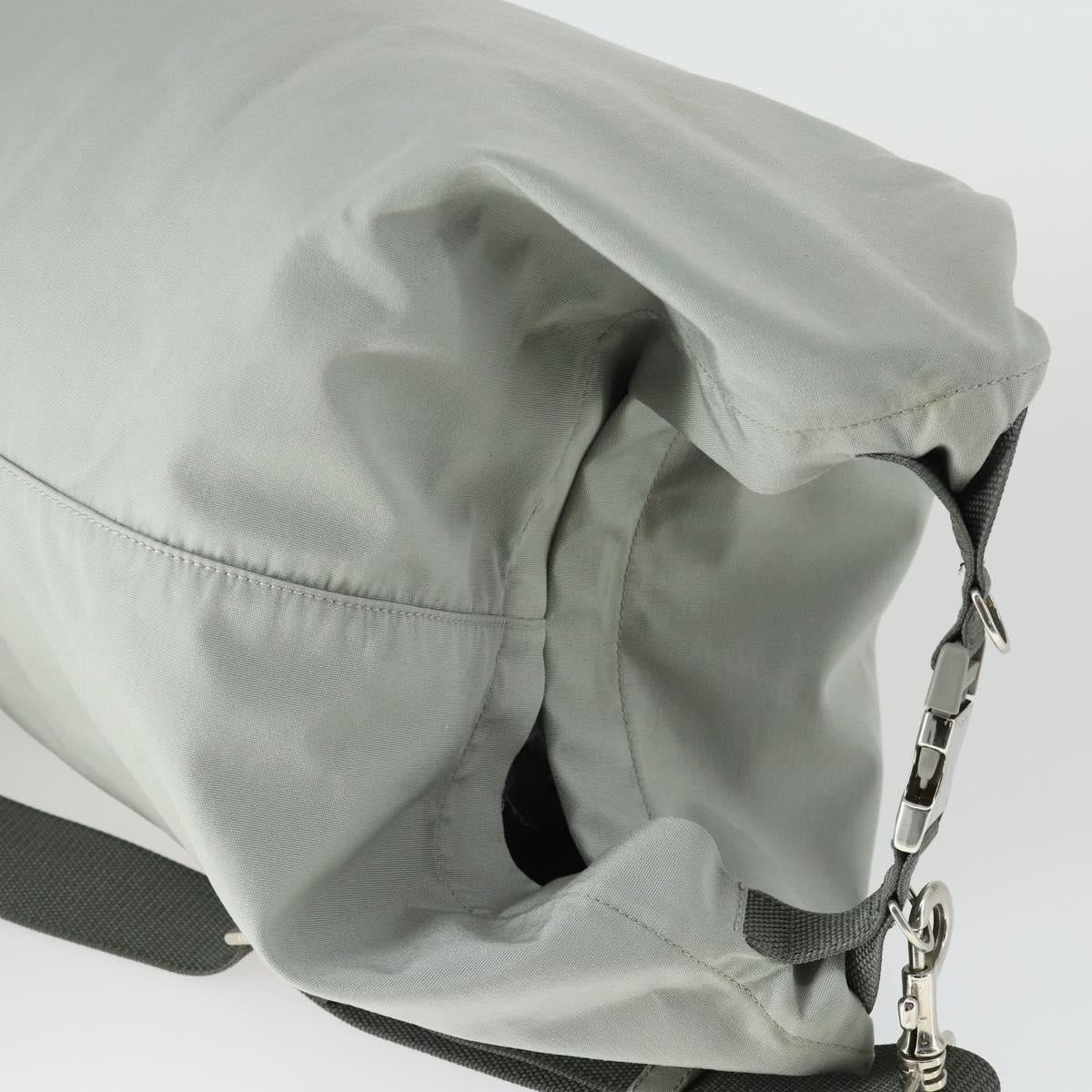 PRADA Sports Shoulder Bag Canvas Gray Silver Auth 166758