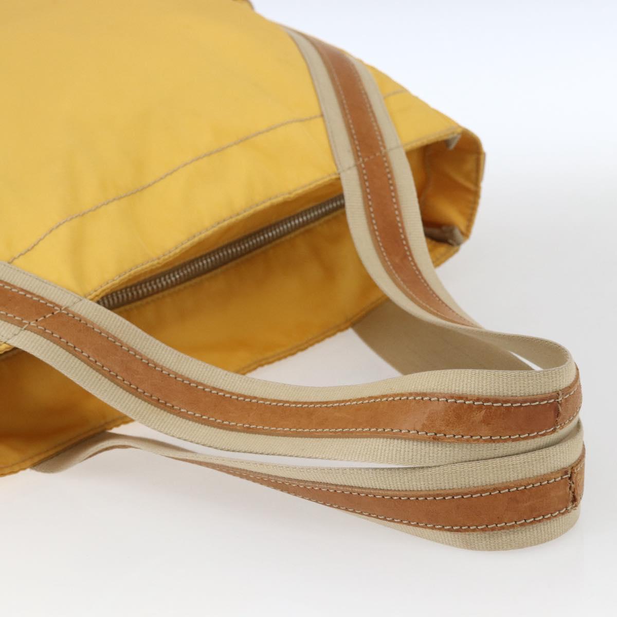 PRADA Tote Bag Nylon Yellow Silver Auth 166759
