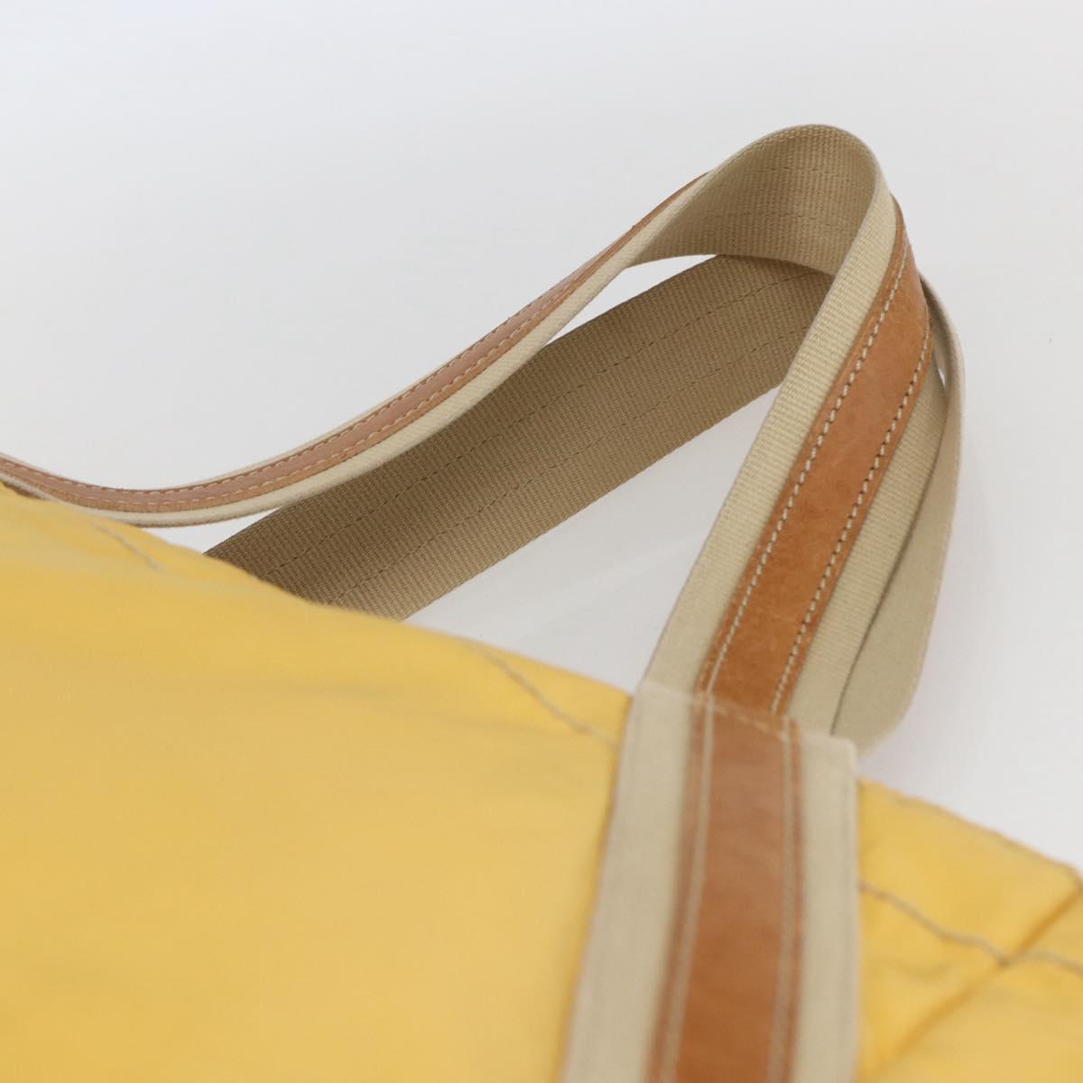 PRADA Tote Bag Nylon Yellow Silver Auth 166759