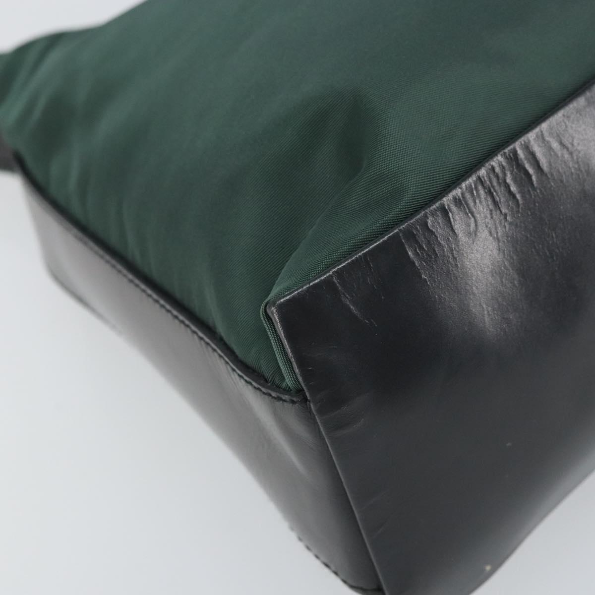 PRADA Shoulder Bag Nylon Khaki Silver Auth 166760