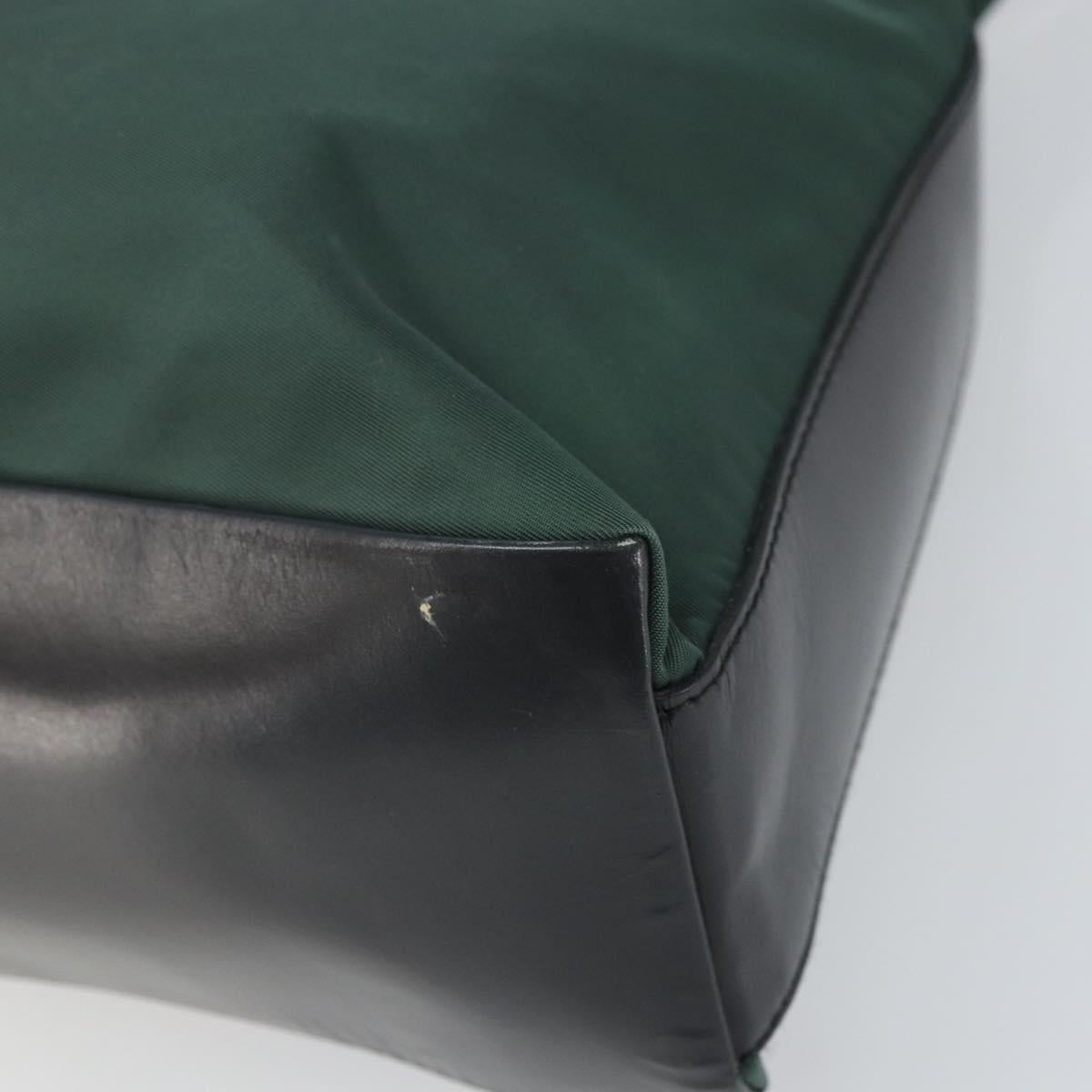 PRADA Shoulder Bag Nylon Khaki Silver Auth 166760