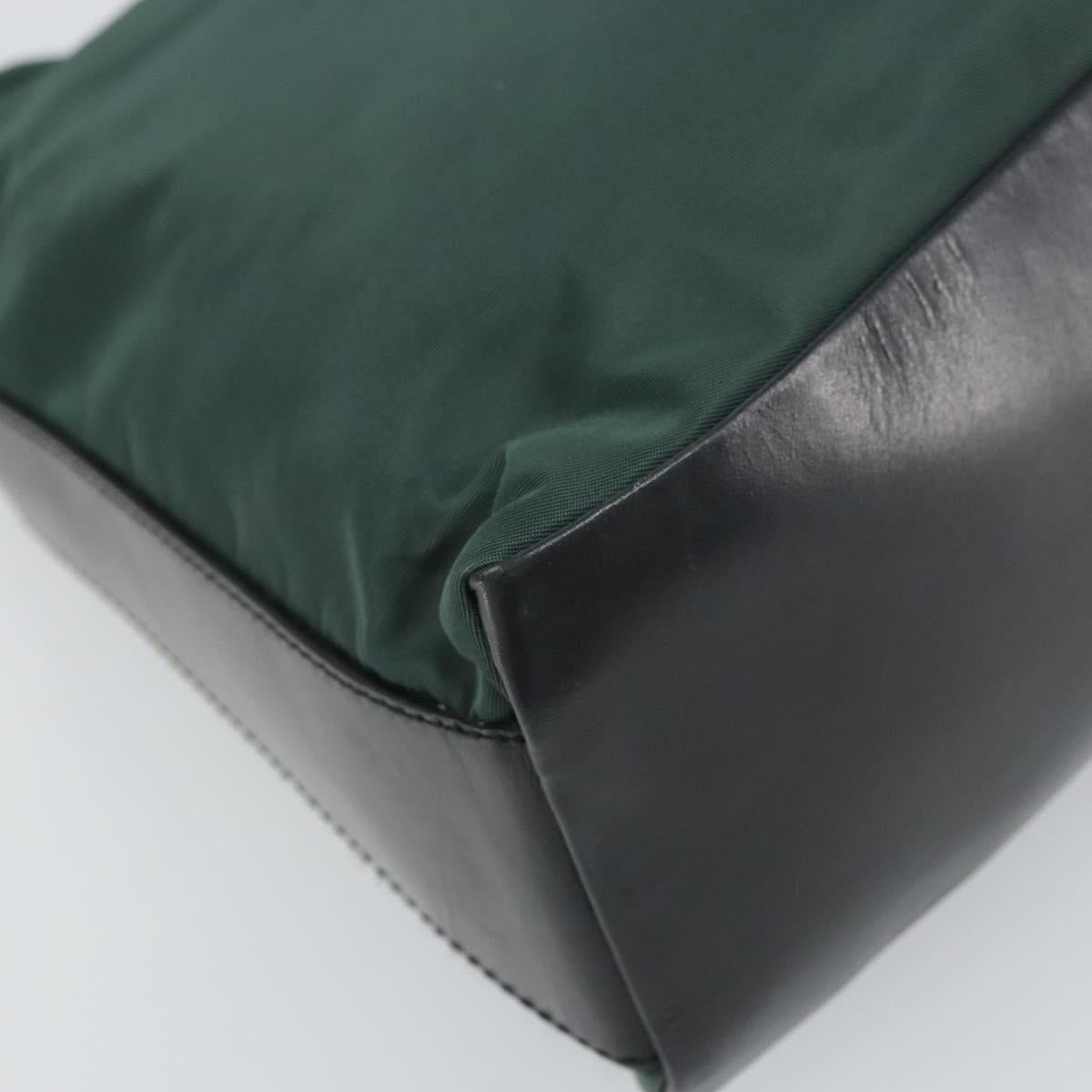 PRADA Shoulder Bag Nylon Khaki Silver Auth 166760