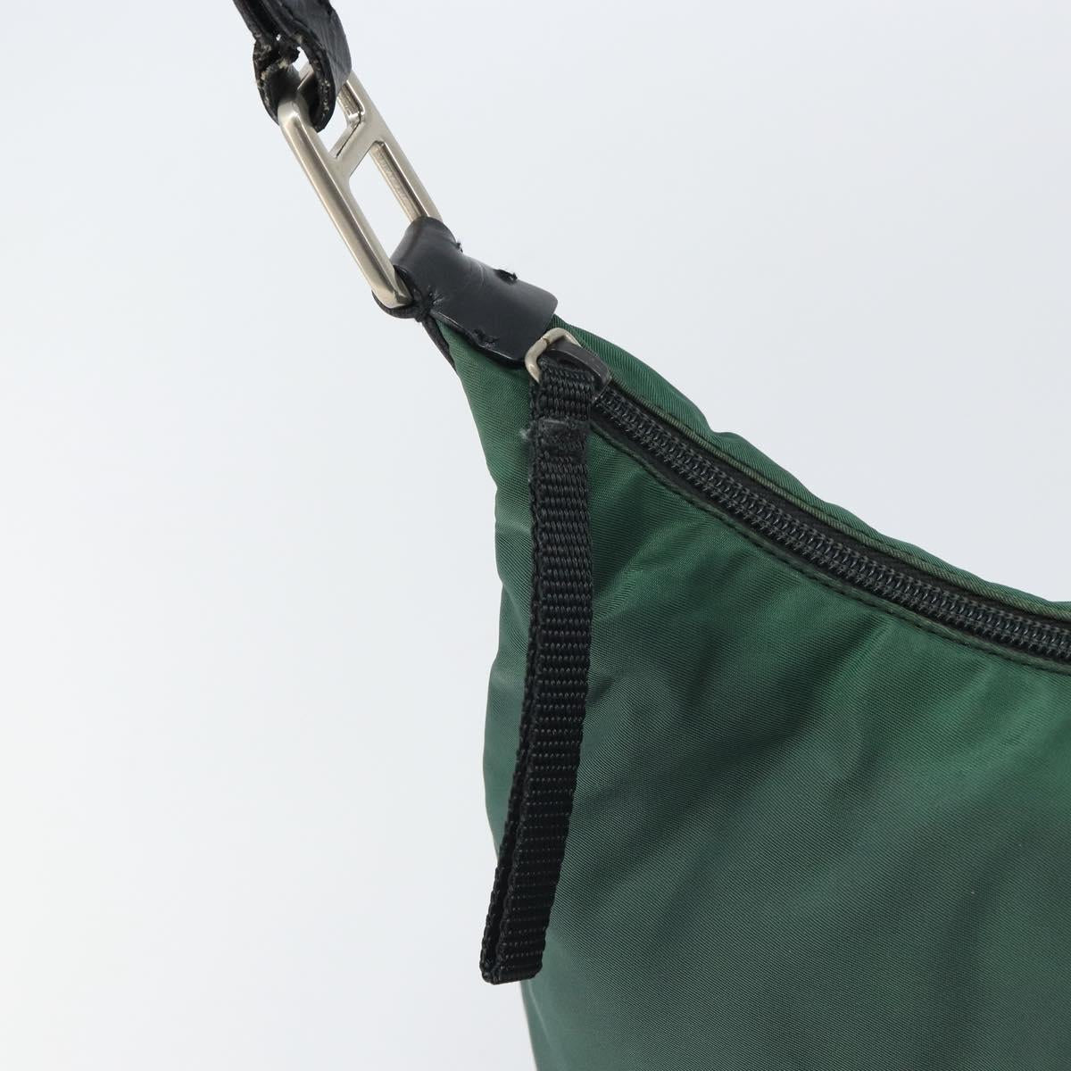PRADA Shoulder Bag Nylon Khaki Silver Auth 166760