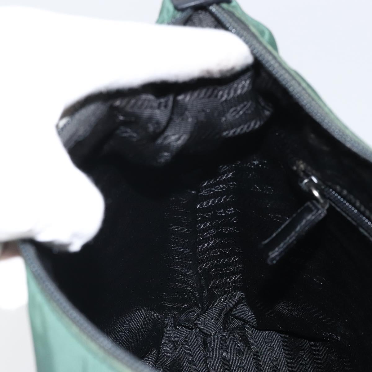 PRADA Shoulder Bag Nylon Khaki Silver Auth 166760