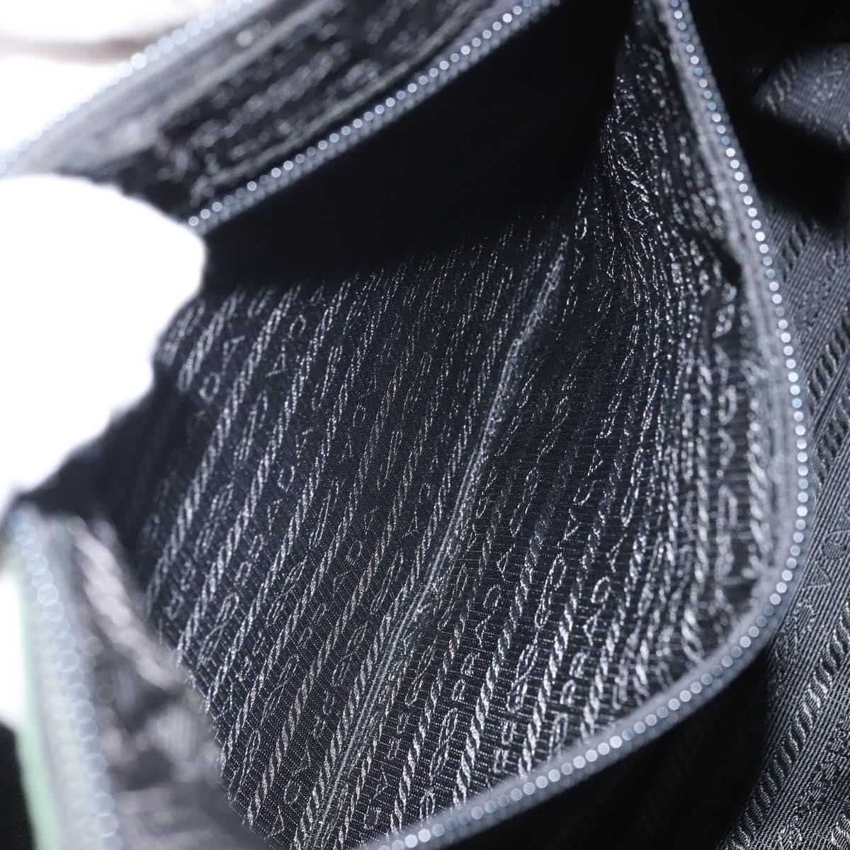 PRADA Shoulder Bag Nylon Khaki Silver Auth 166760