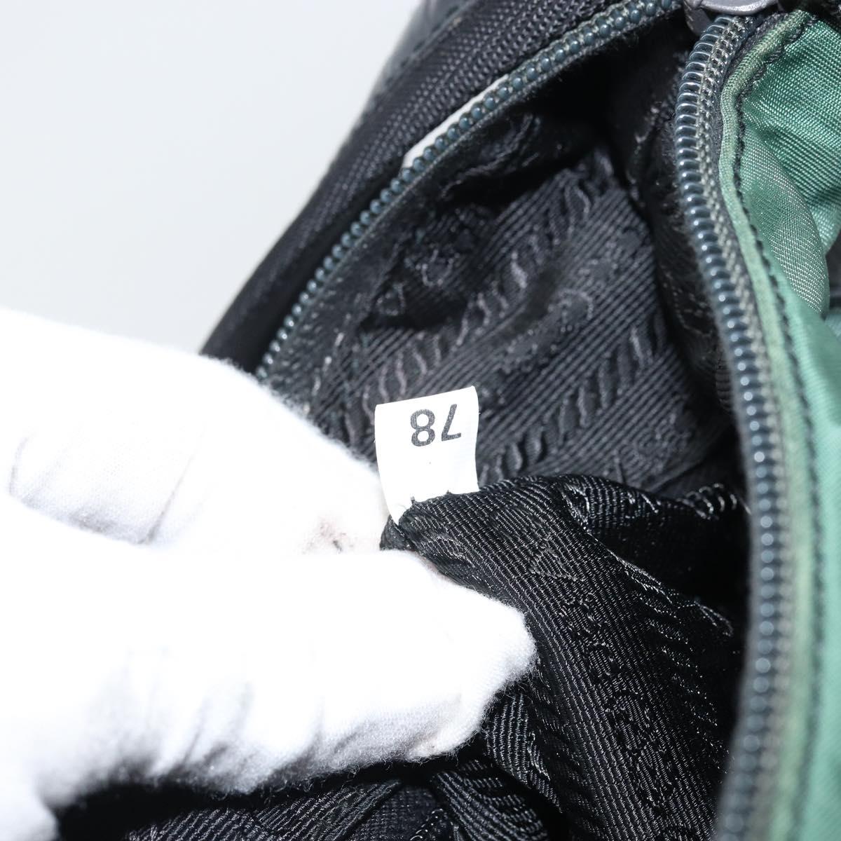 PRADA Shoulder Bag Nylon Khaki Silver Auth 166760