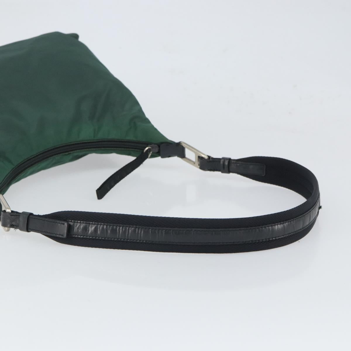 PRADA Shoulder Bag Nylon Khaki Silver Auth 166760