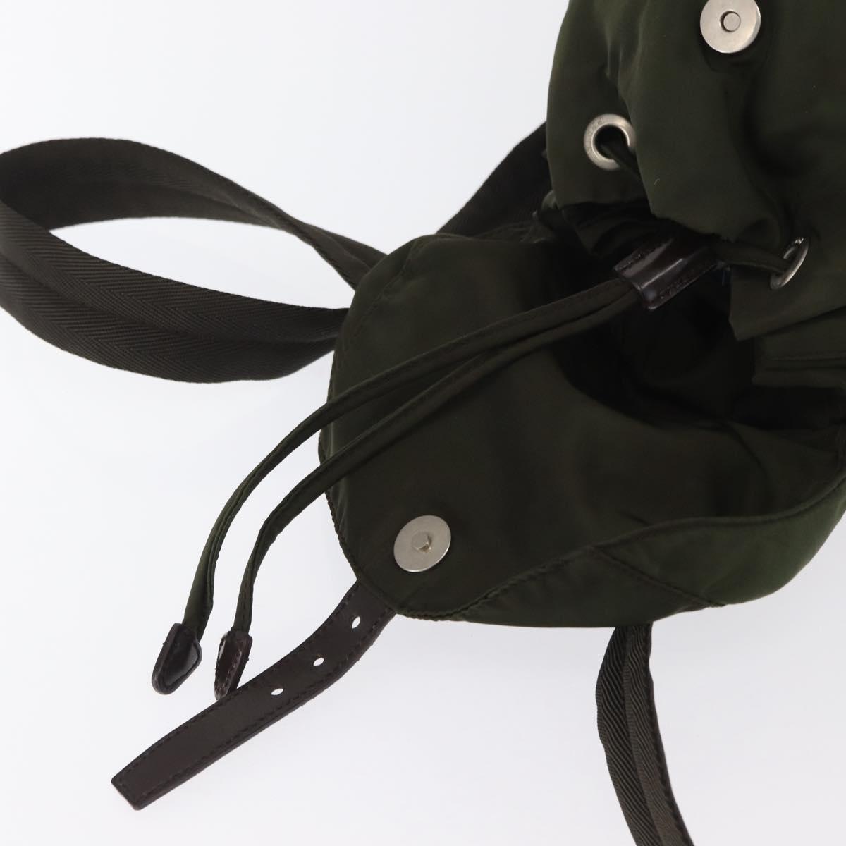 PRADA Backpack Nylon Khaki Silver Auth 166761