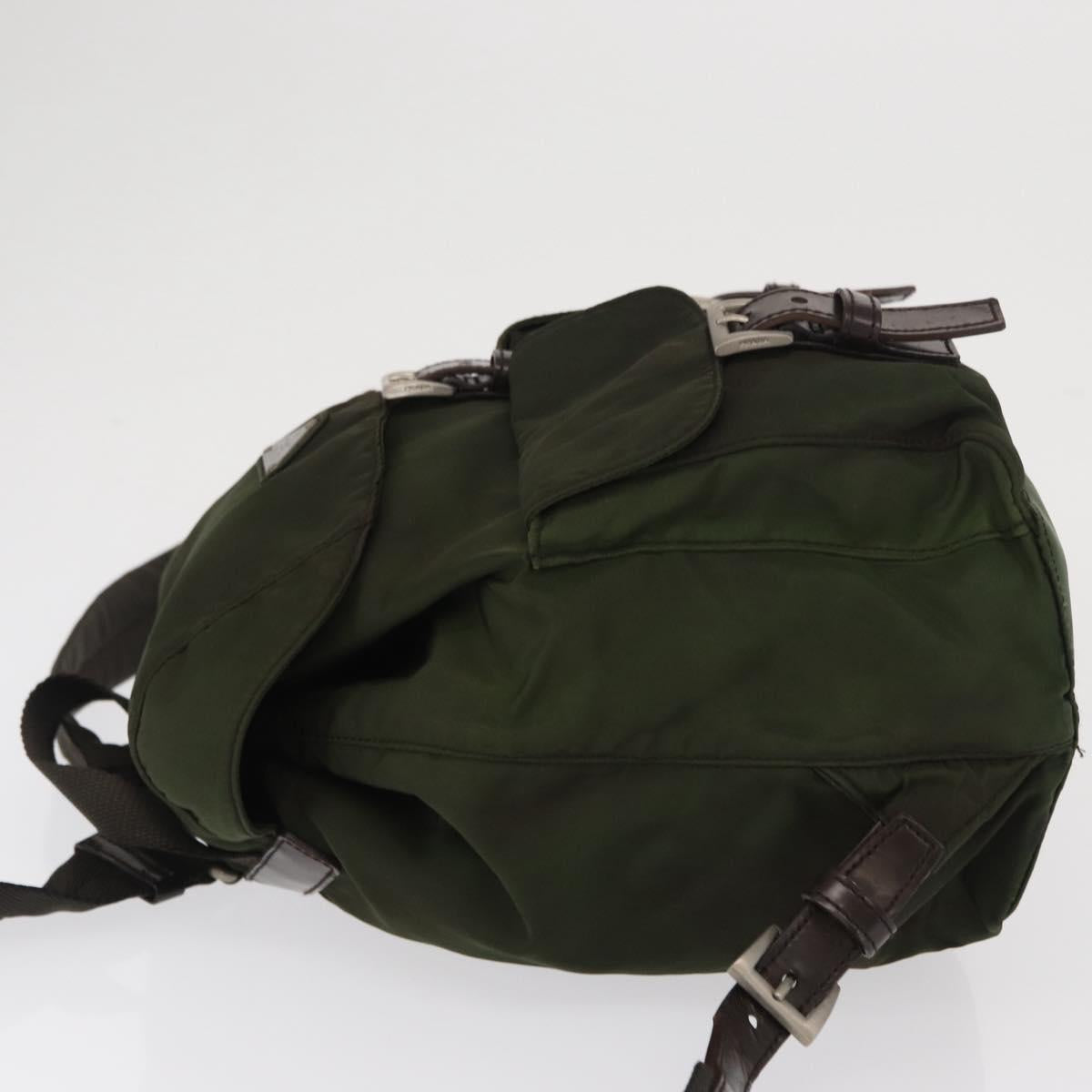 PRADA Backpack Nylon Khaki Silver Auth 166761