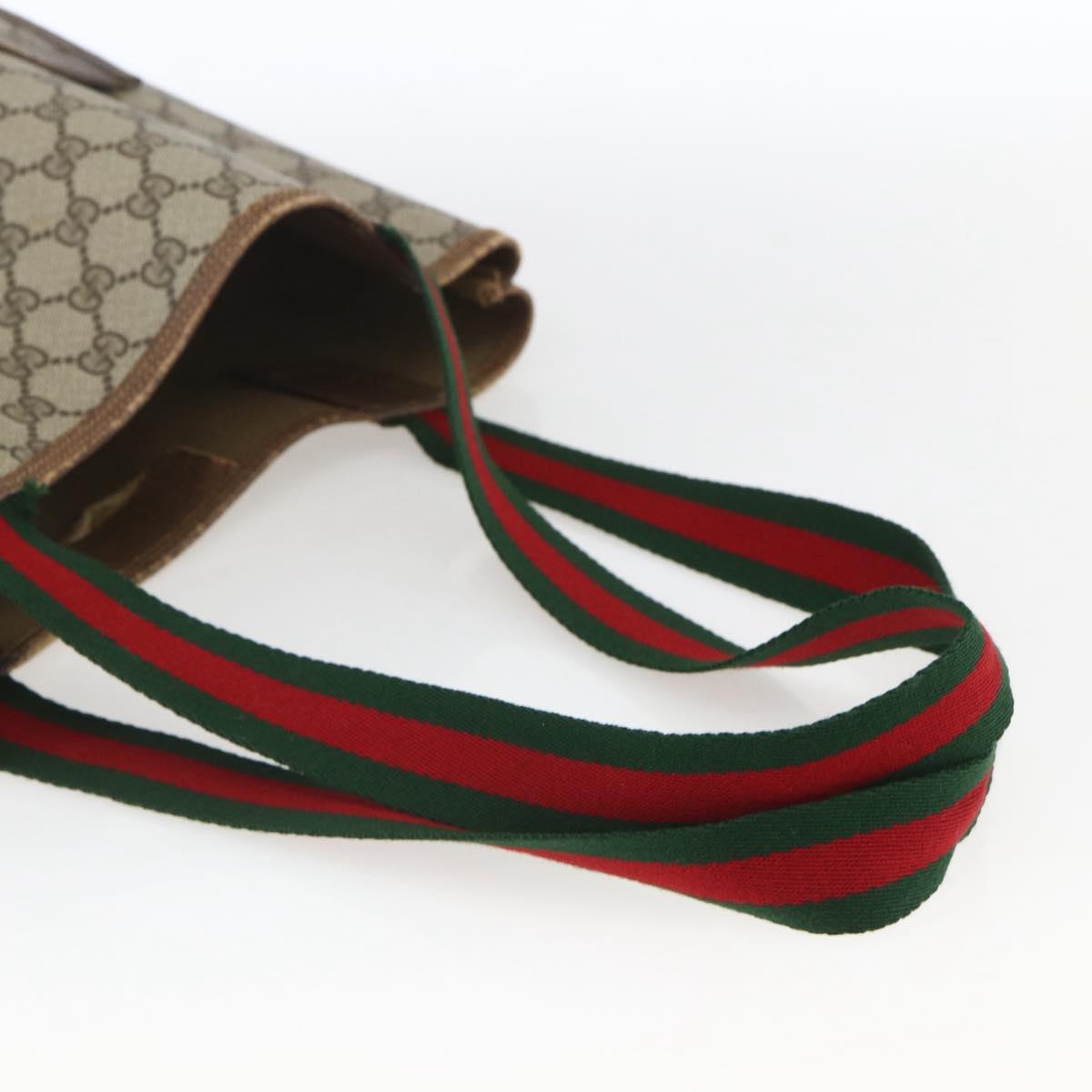 GUCCI GG Supreme Web Sherry Line Tote Bag PVC Beige Red 39 02 003 Auth 166766
