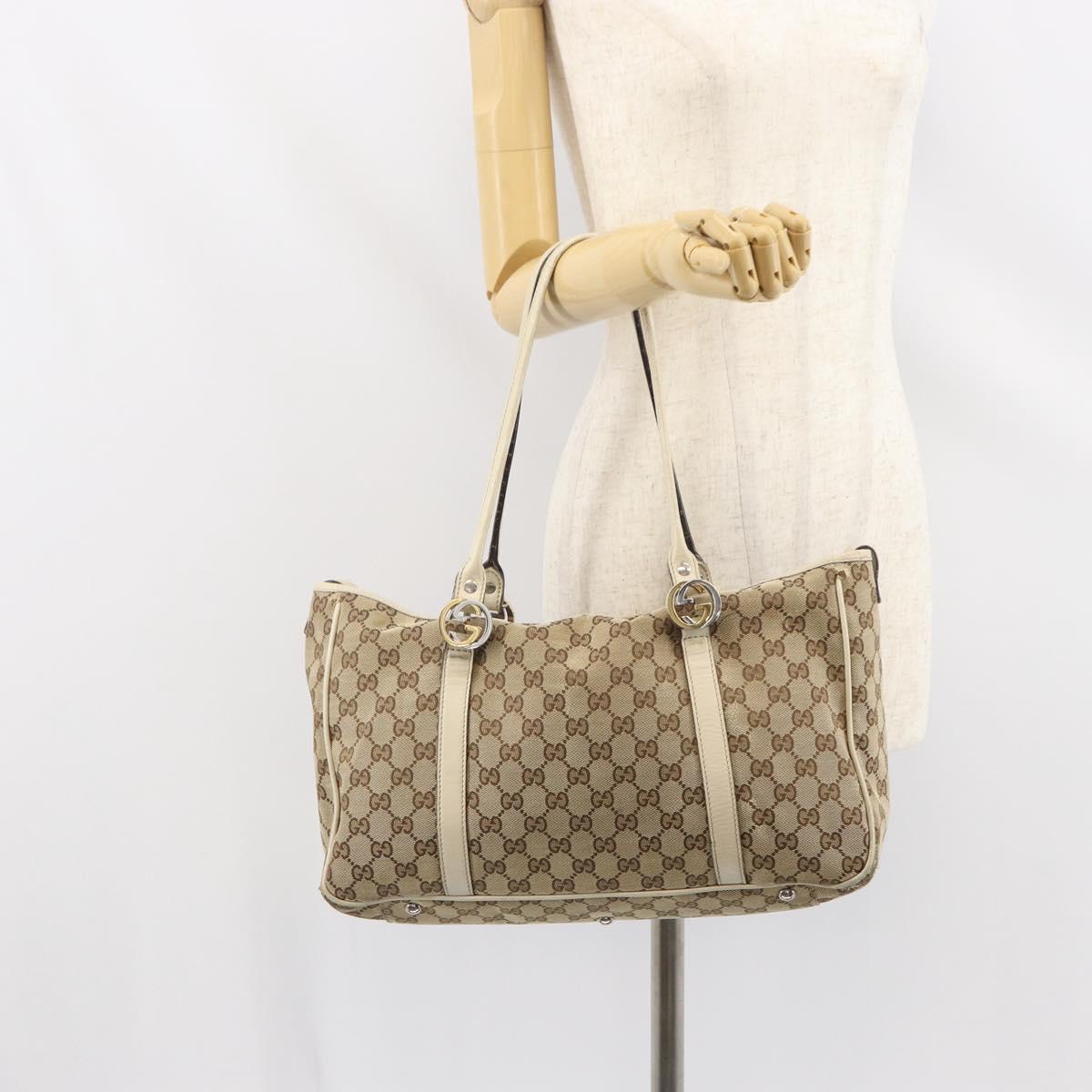 GUCCI GG Canvas Tote Bag Beige Gold 232957 Auth 166767