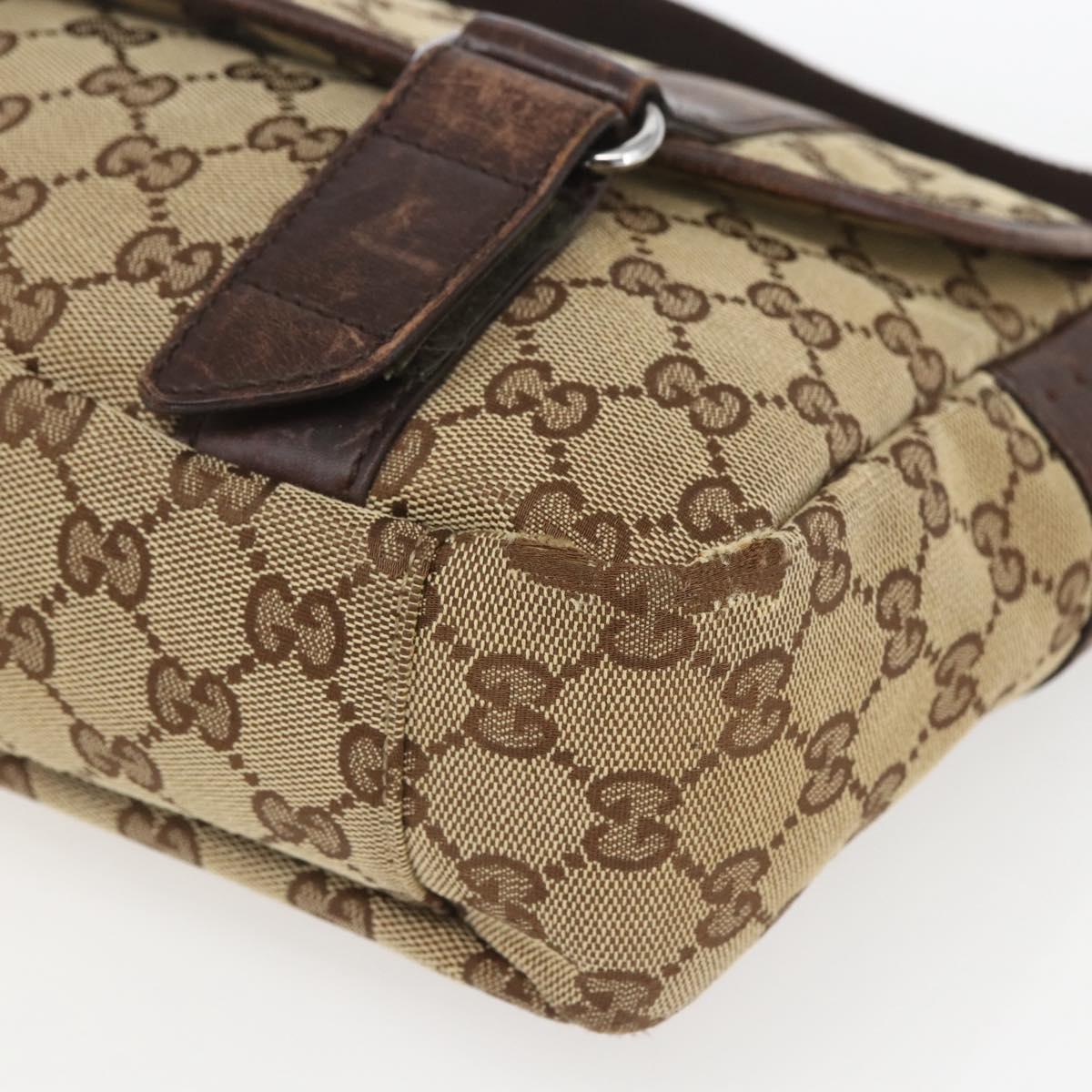 GUCCI GG Canvas Web Sherry Line Shoulder Bag Red Silver beige 145858 Auth 166768