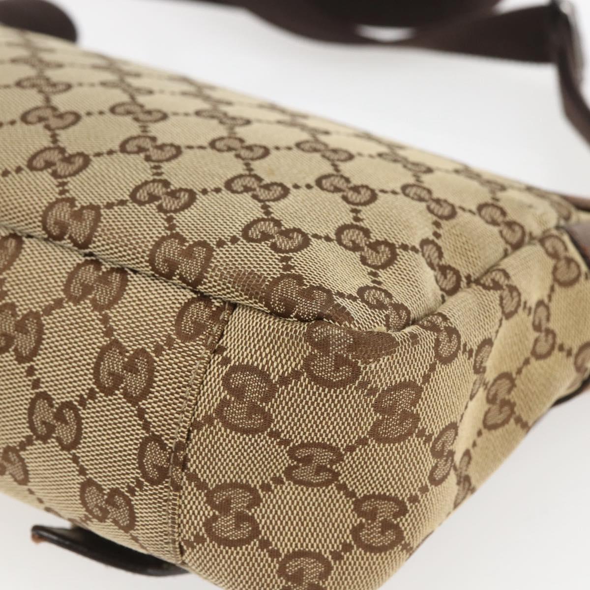 GUCCI GG Canvas Web Sherry Line Shoulder Bag Red Silver beige 145858 Auth 166768