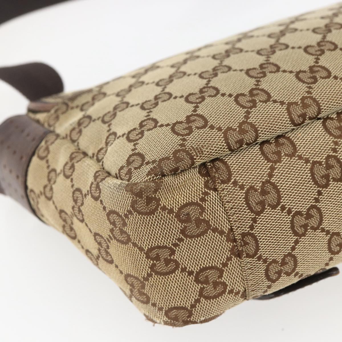 GUCCI GG Canvas Web Sherry Line Shoulder Bag Red Silver beige 145858 Auth 166768