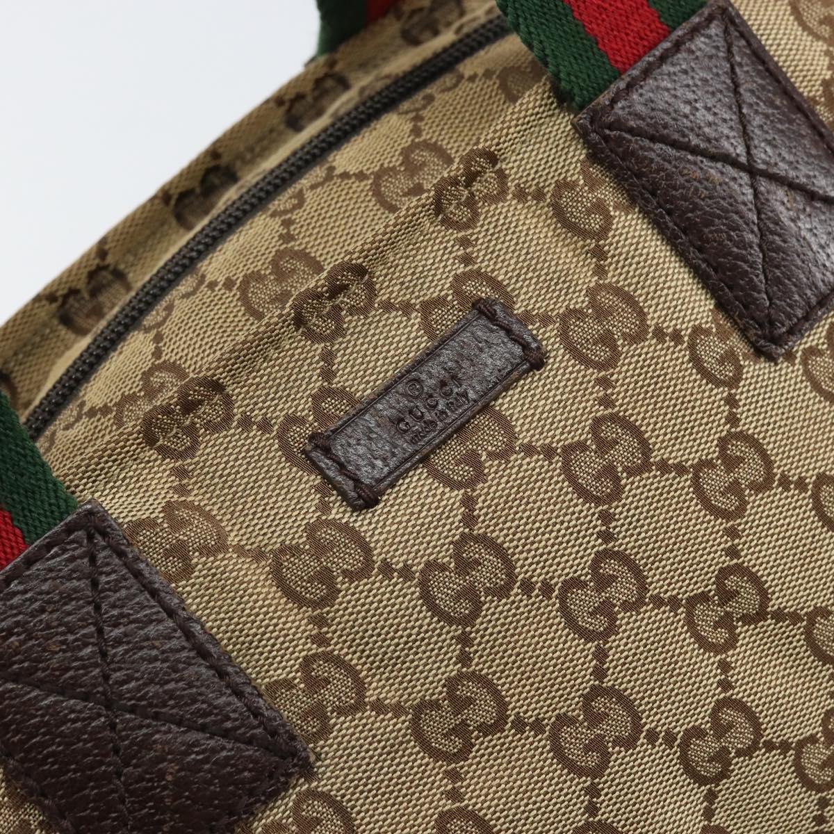 GUCCI GG Canvas Web Sherry Line Hand Bag Red Silver beige Auth 166769