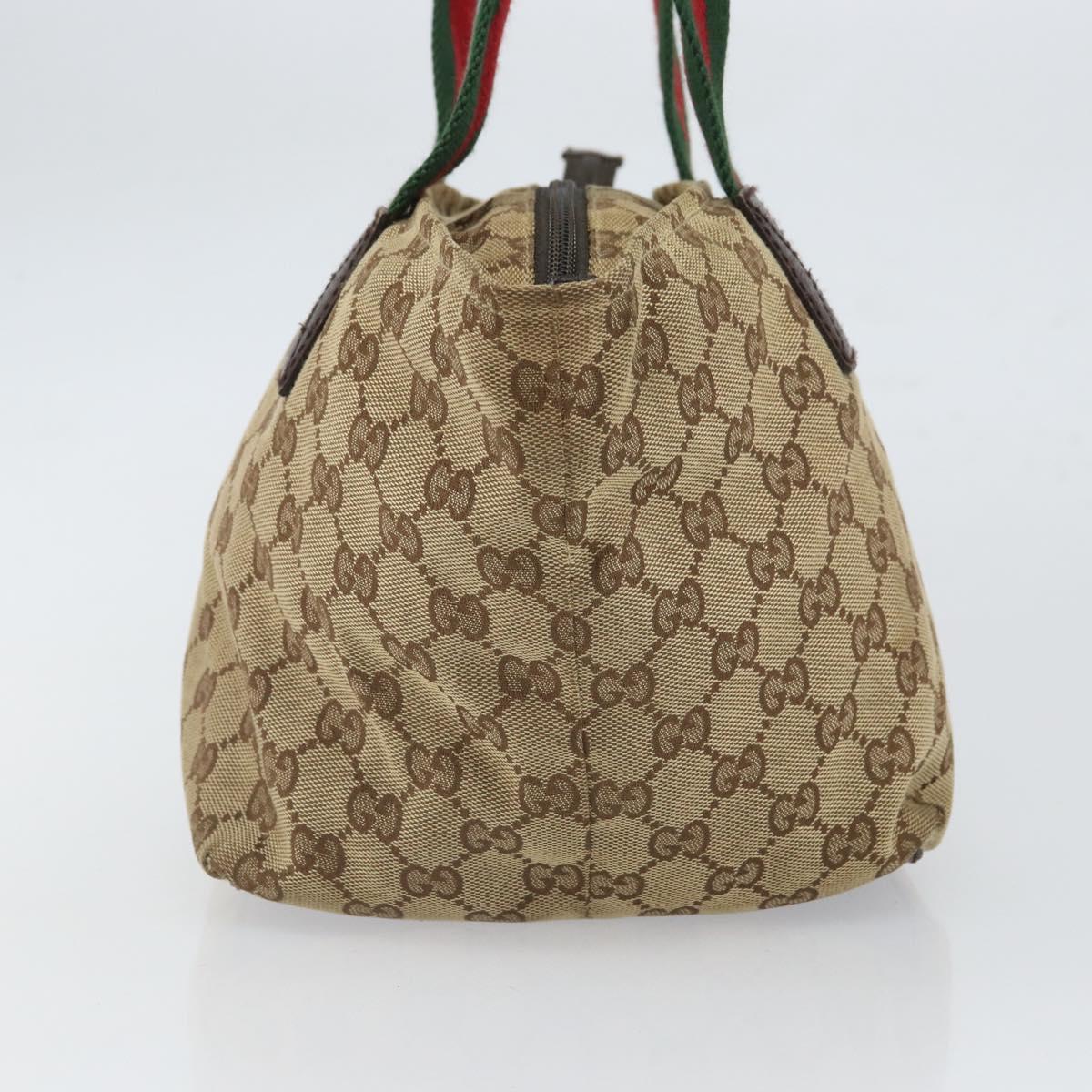 GUCCI GG Canvas Web Sherry Line Hand Bag Red Silver beige Auth 166769