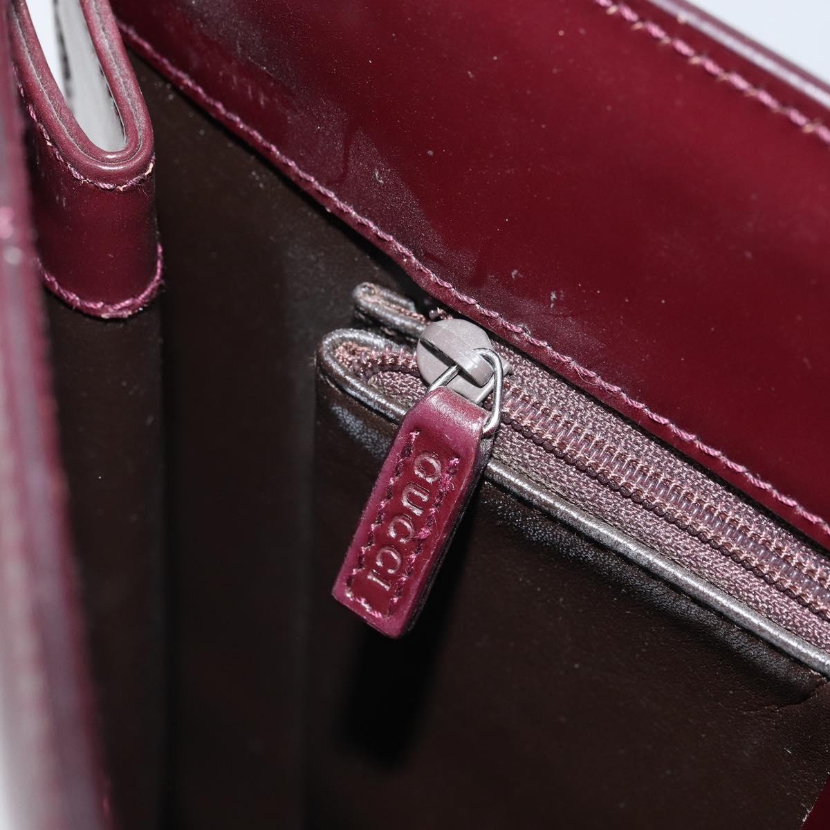 GUCCI Shoulder Bag Patent leather Bordeaux Silver Auth 166771