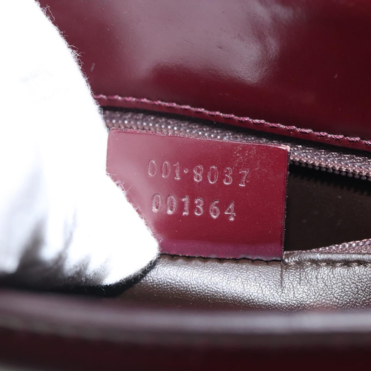 GUCCI Shoulder Bag Patent leather Bordeaux Silver Auth 166771